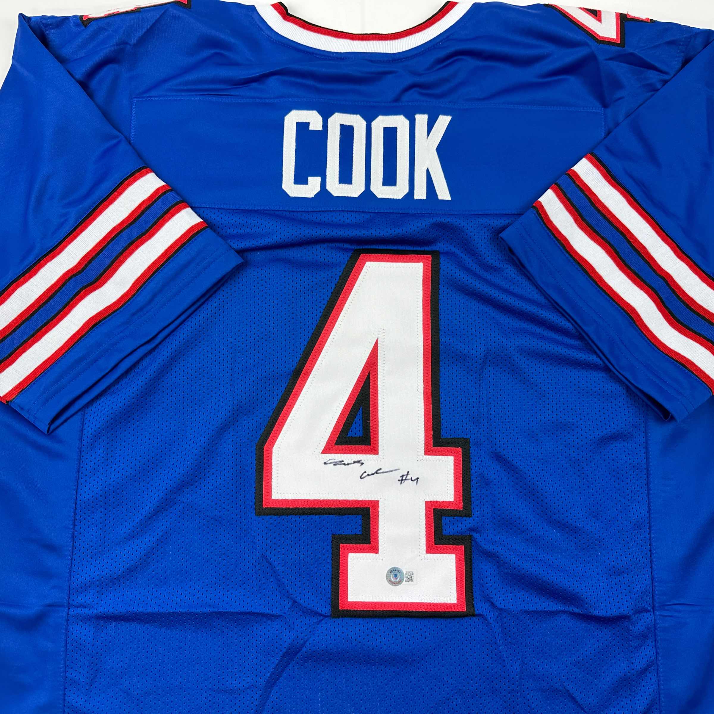 Autographed/Signed James Cook Buffalo Blue Football Jersey Beckett BAS COA - Image 2