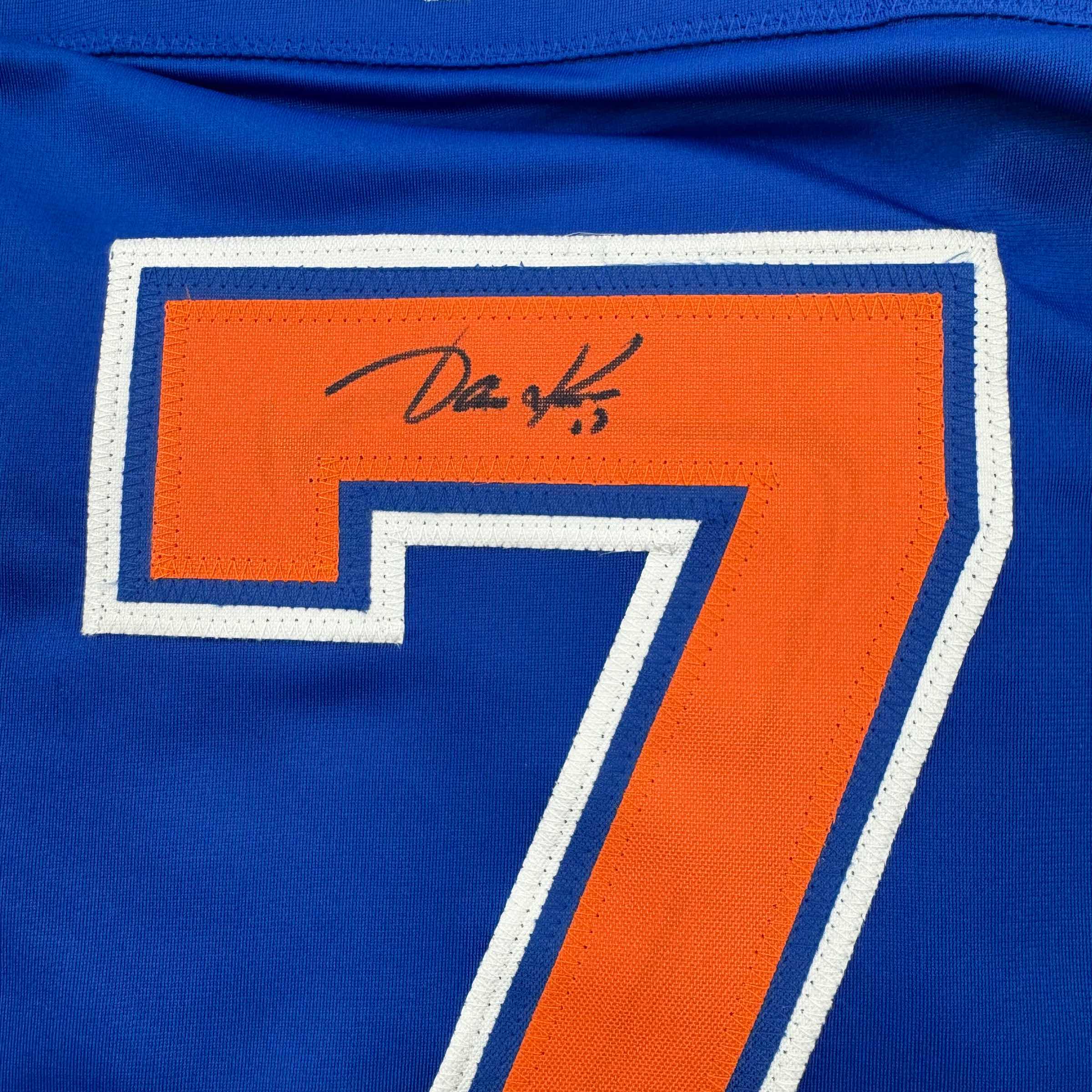 Autographed/Signed Jari Kurri Edmonton Blue Hockey Jersey JSA COA - Image 4