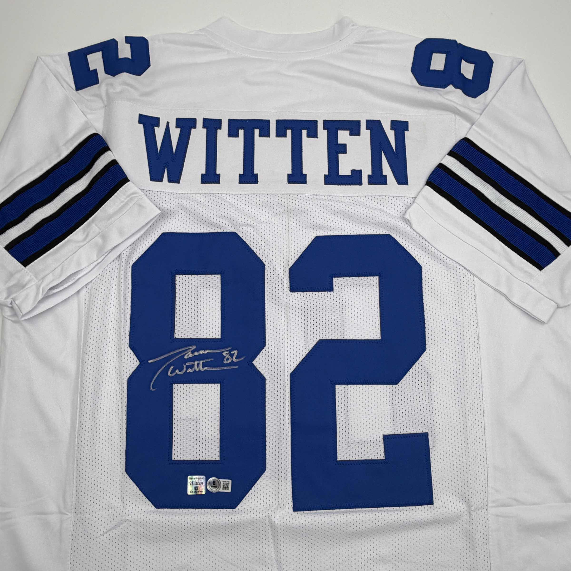 Autographed/Signed Jason Witten Dallas White Football Jersey Beckett BAS COA - Image 2