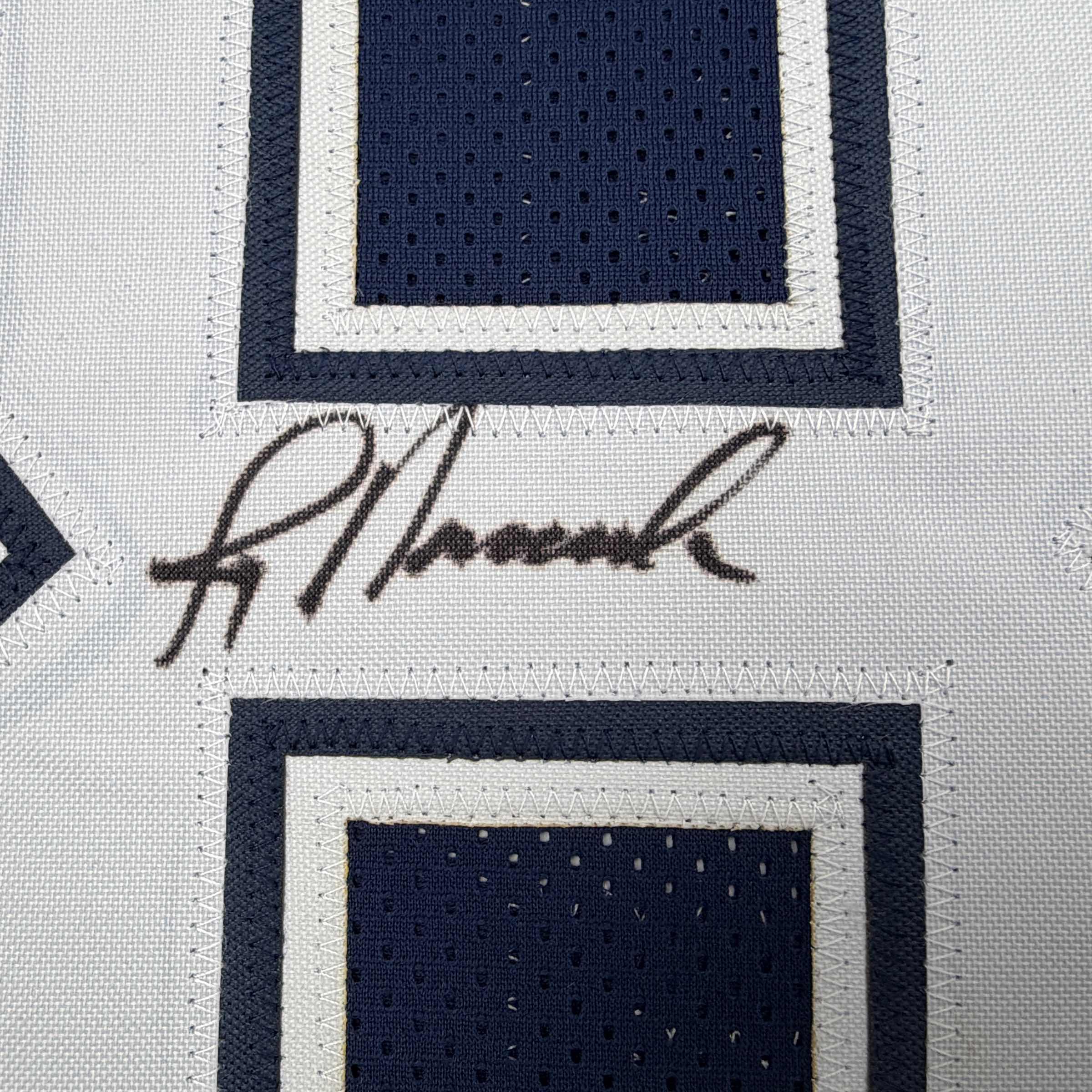 Autographed/Signed Jay Novacek Dallas Dark Blue Football Jersey Beckett BAS COA - Image 3