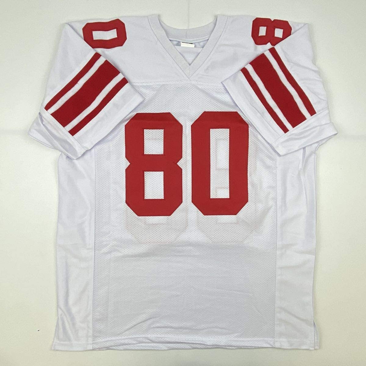 Autographed/Signed Jeremy Shockey New York White Football Jersey JSA COA - Image 4