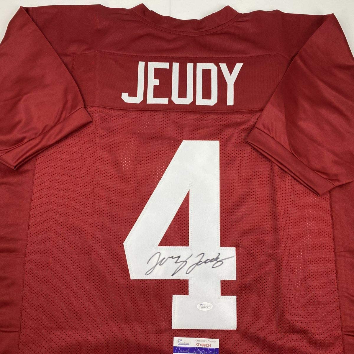 Autographed/Signed Jerry Jeudy Alabama Red College Football Jersey JSA COA - Image 2