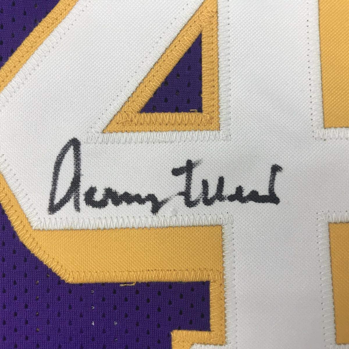 Autographed/Signed Jerry West Los Angeles LA Purple Basketball Jersey JSA COA - Image 3