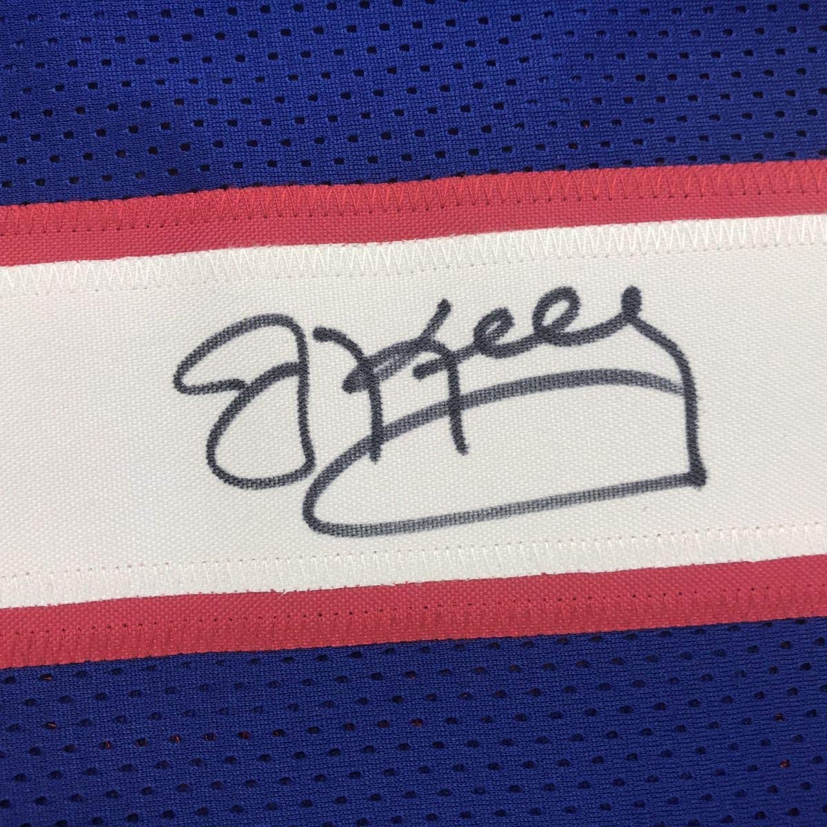 Autographed/Signed Jim Kelly Buffalo Blue Football Jersey JSA COA - Image 3
