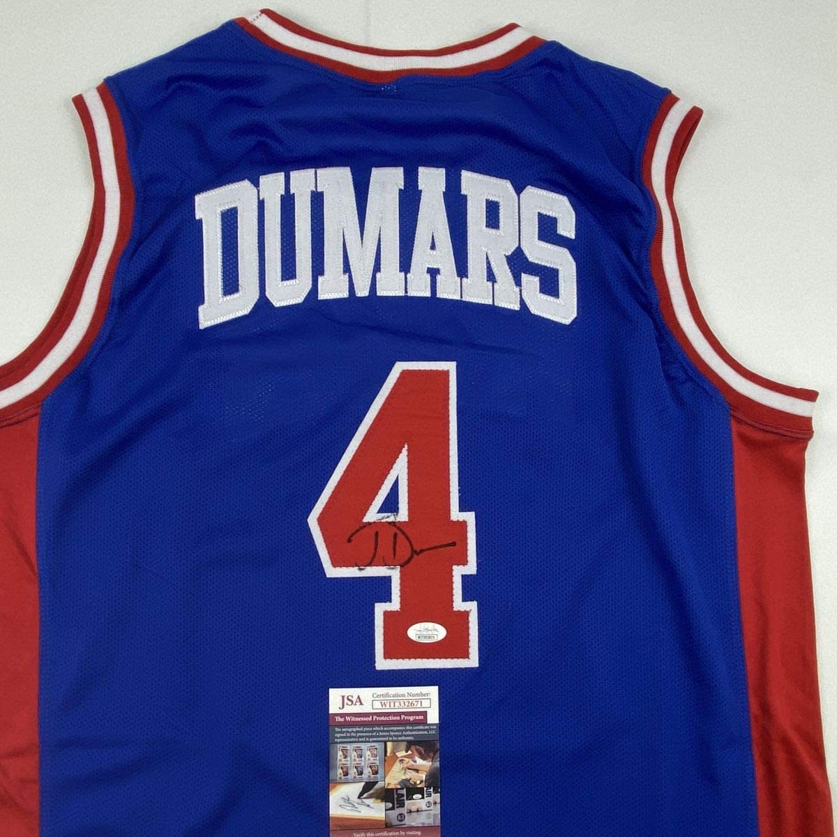 Autographed/Signed Joe Dumars Detroit Blue Basketball Jersey JSA COA - Image 2