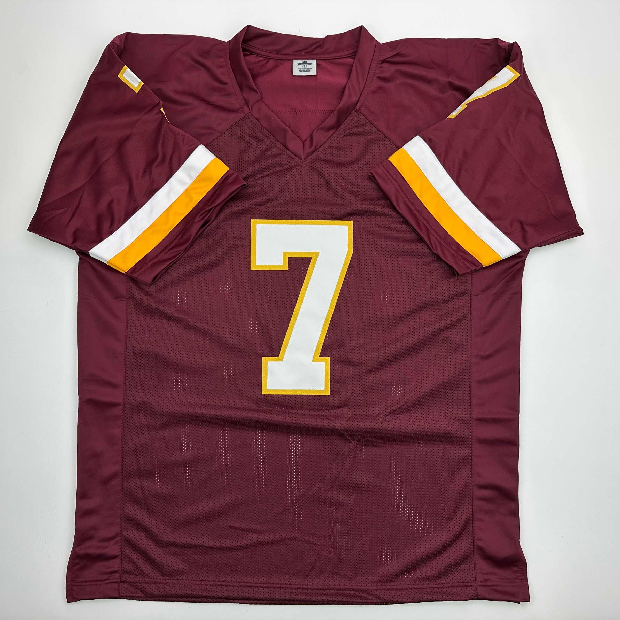 Autographed/Signed Joe Theismann 83 MVP Washington Burgundy Football Jersey Beckett BAS COA - Image 4