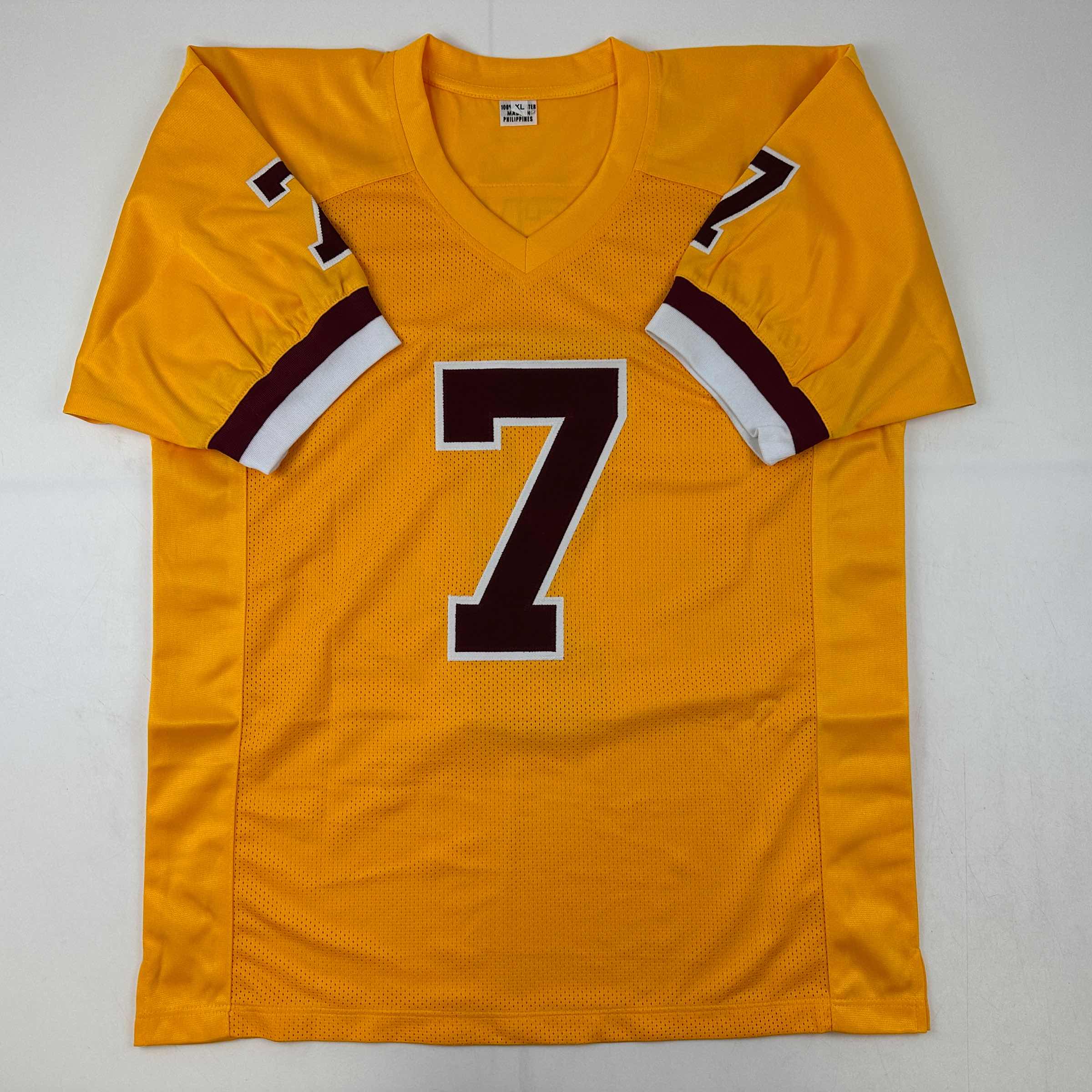 Autographed/Signed Joe Theismann 83 MVP Washington Yellow Football Jersey JSA COA - Image 4