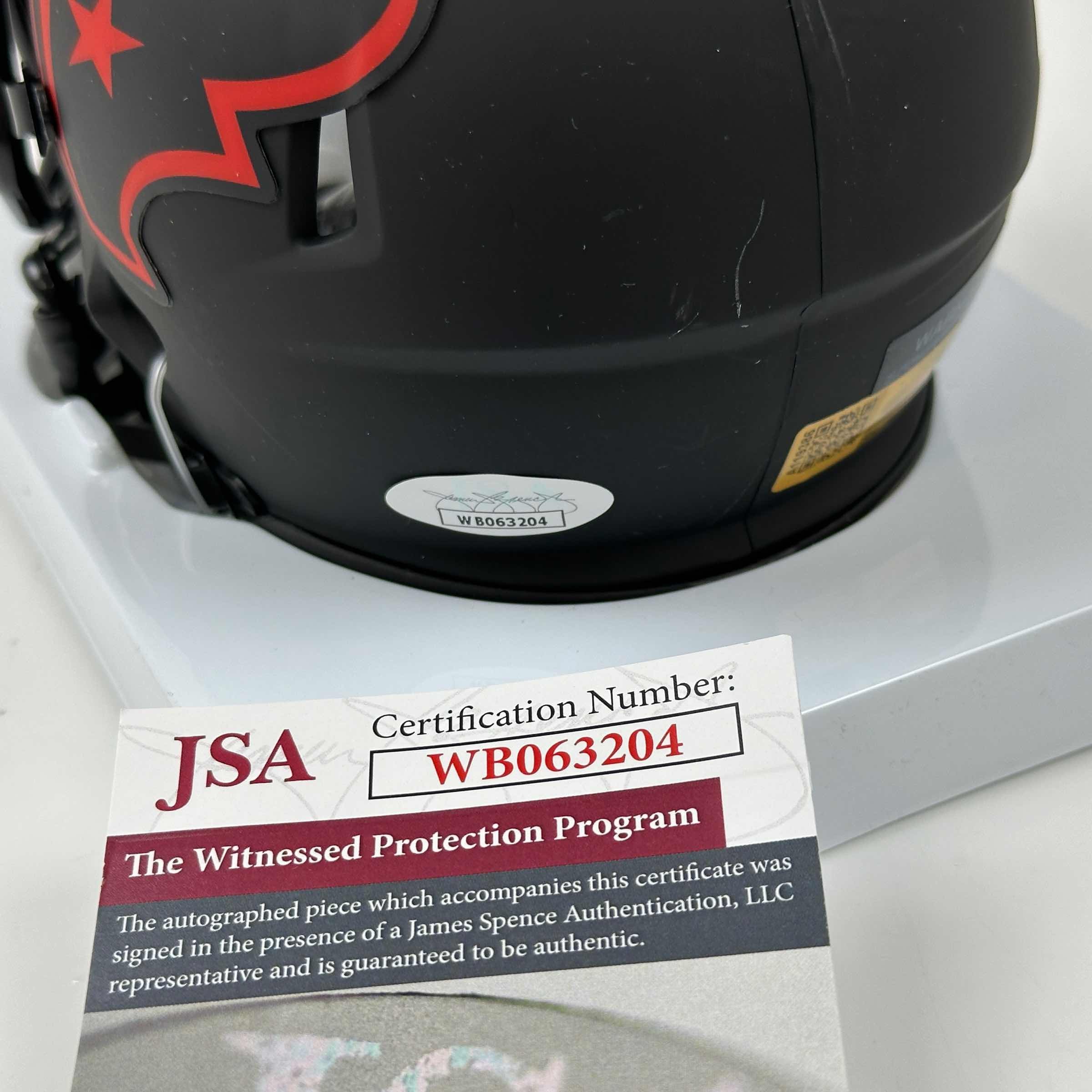 Autographed/Signed John Metchie III Houston Texans Eclipse Mini Football Helmet JSA COA - Image 2