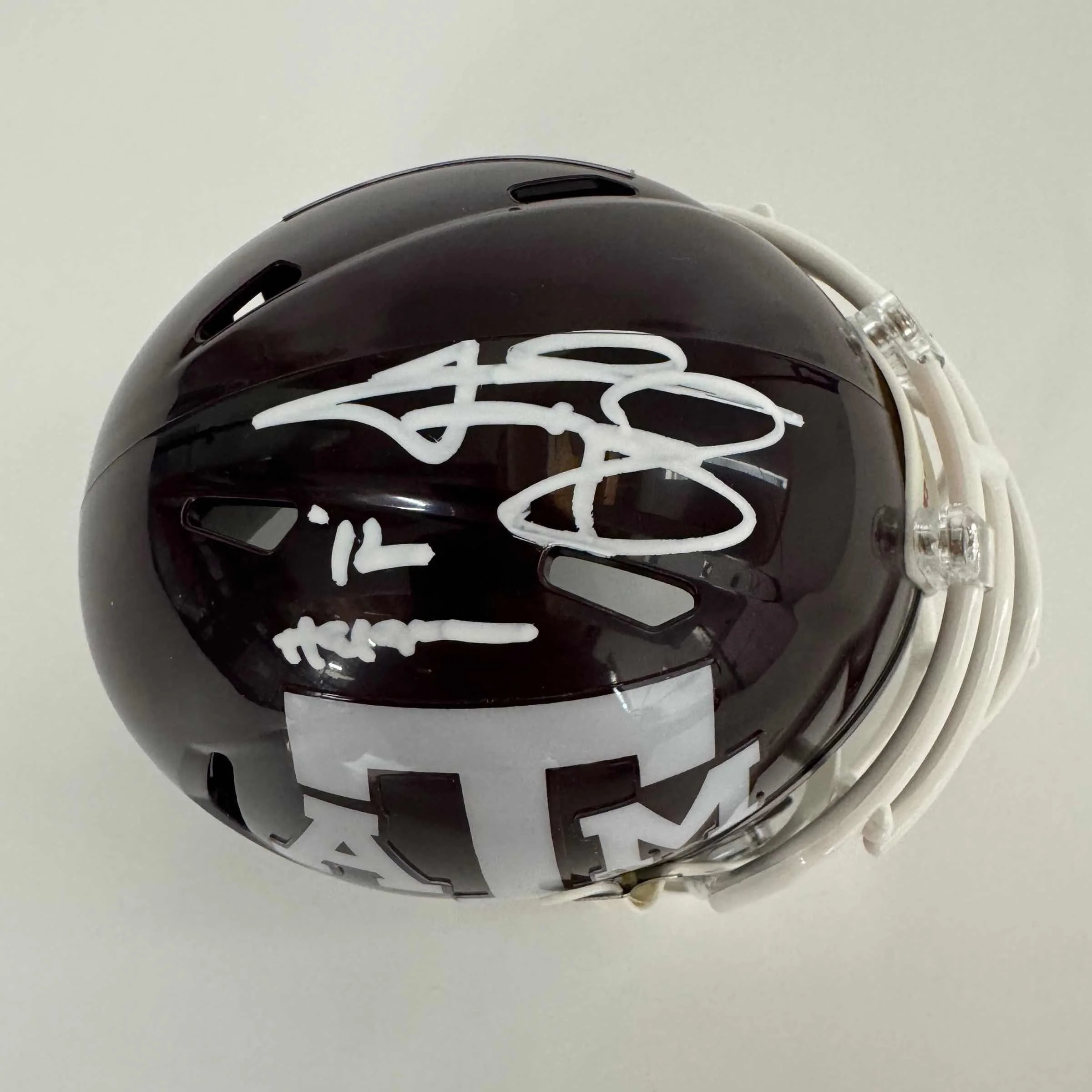 Autographed/Signed Johnny Manziel 12 Heisman Texas A&M Aggies College Football Mini Helmet Beckett BAS COA - Image 2
