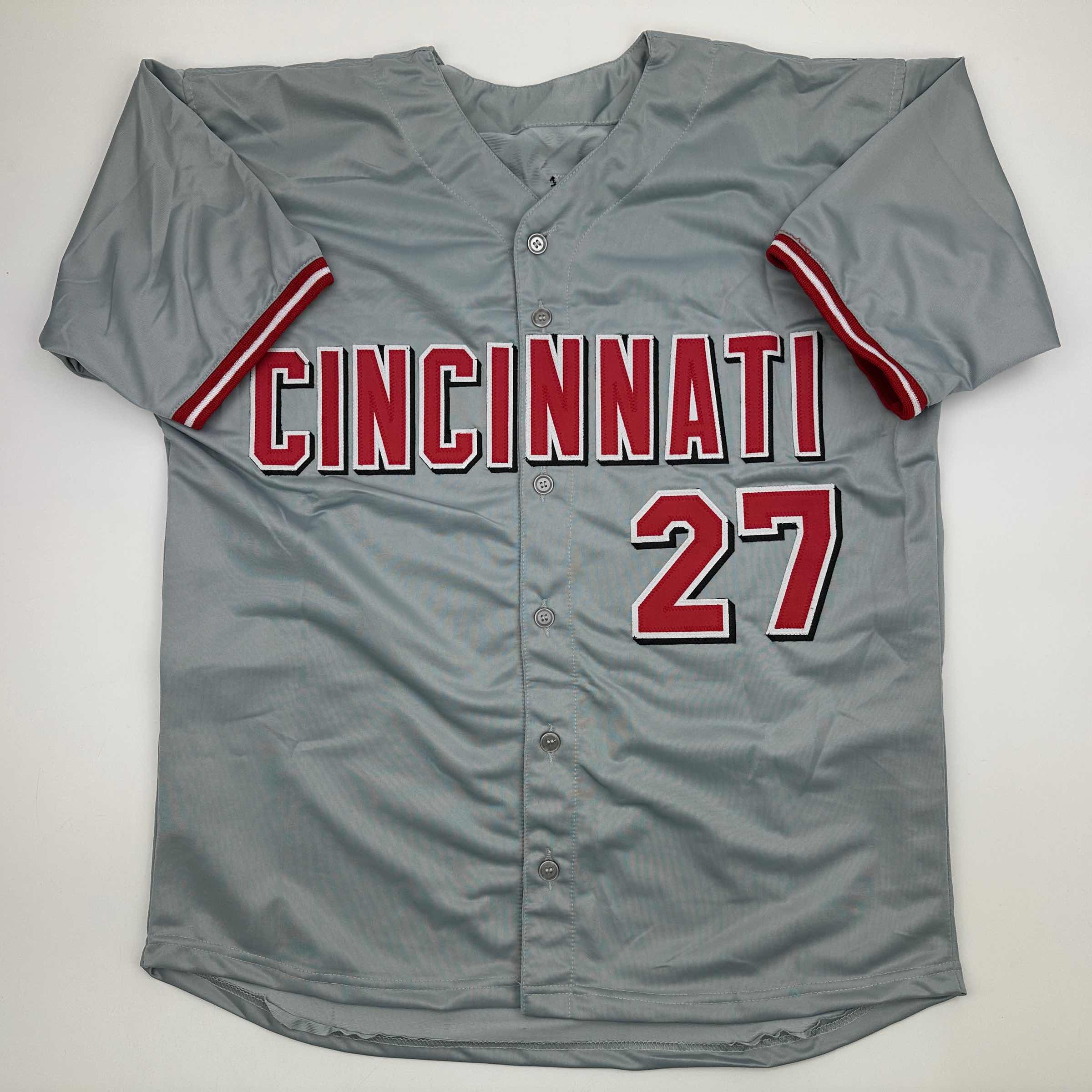 Autographed/Signed Jose Rijo 90 WS MVP Cincinnati Grey Baseball Jersey Beckett BAS COA - Image 4