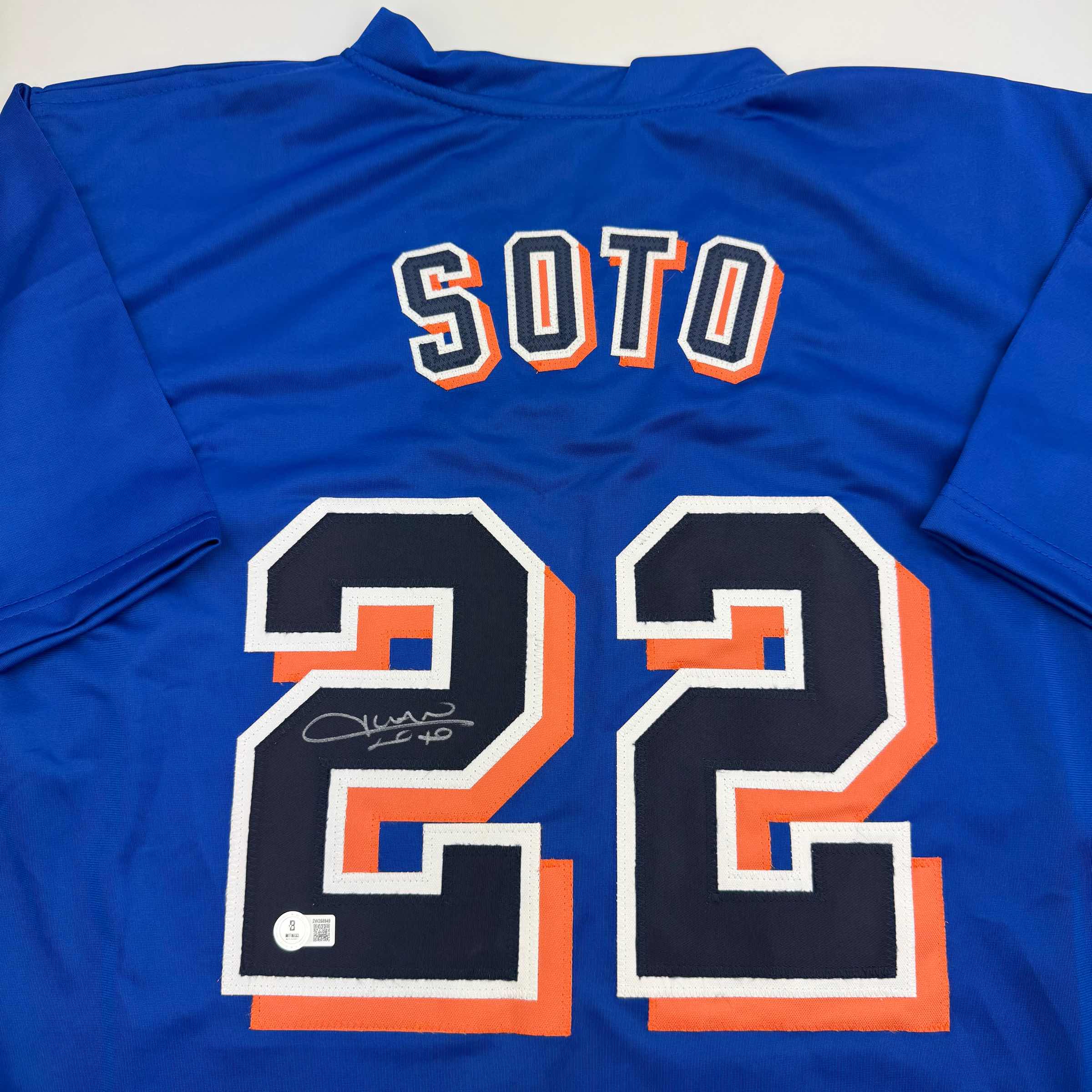 Autographed/Signed Juan Soto New York Blue Baseball Jersey Beckett BAS COA - Image 2