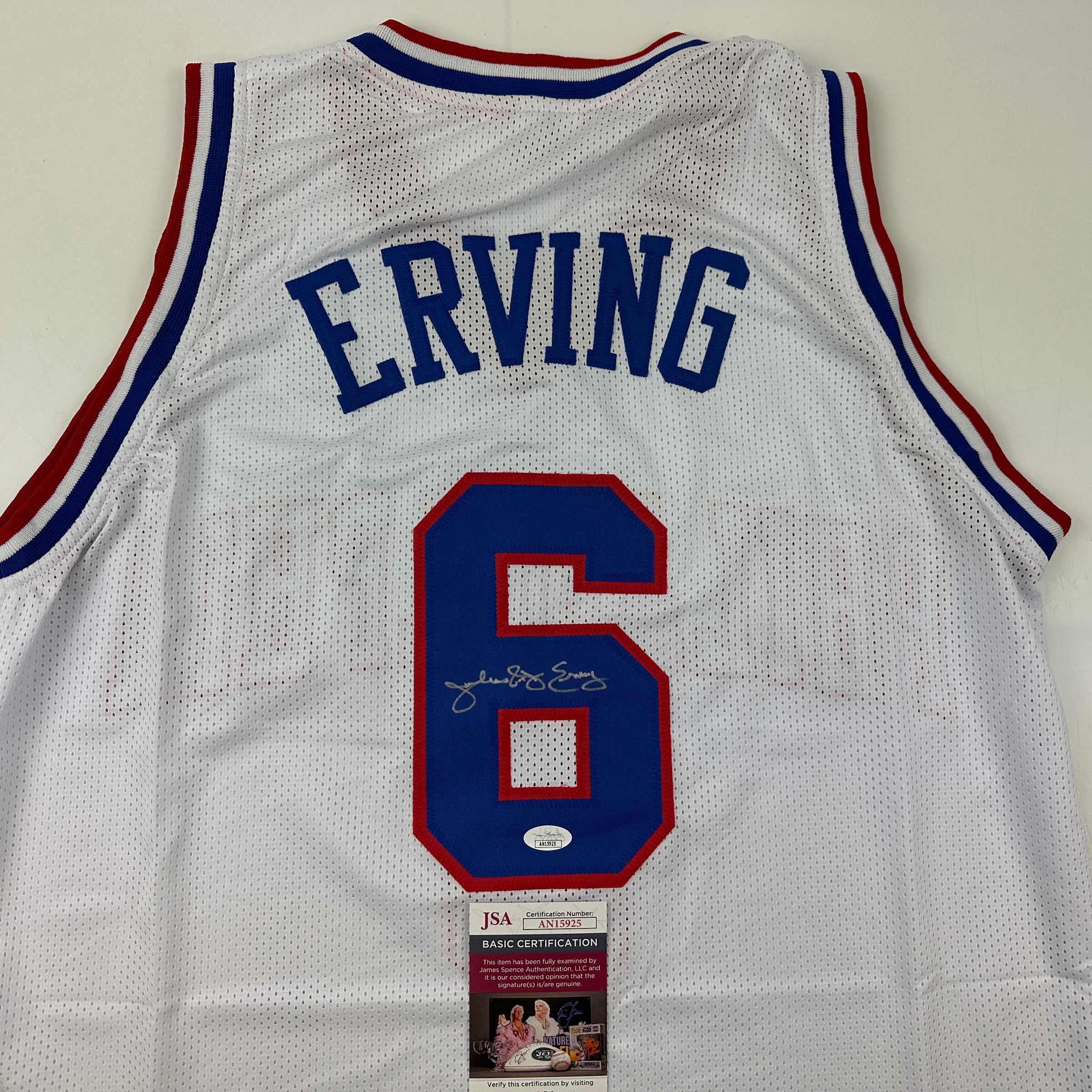 Autographed/Signed Julius Erving Dr. J Philadelphia White Basketball Jersey JSA COA - Image 2
