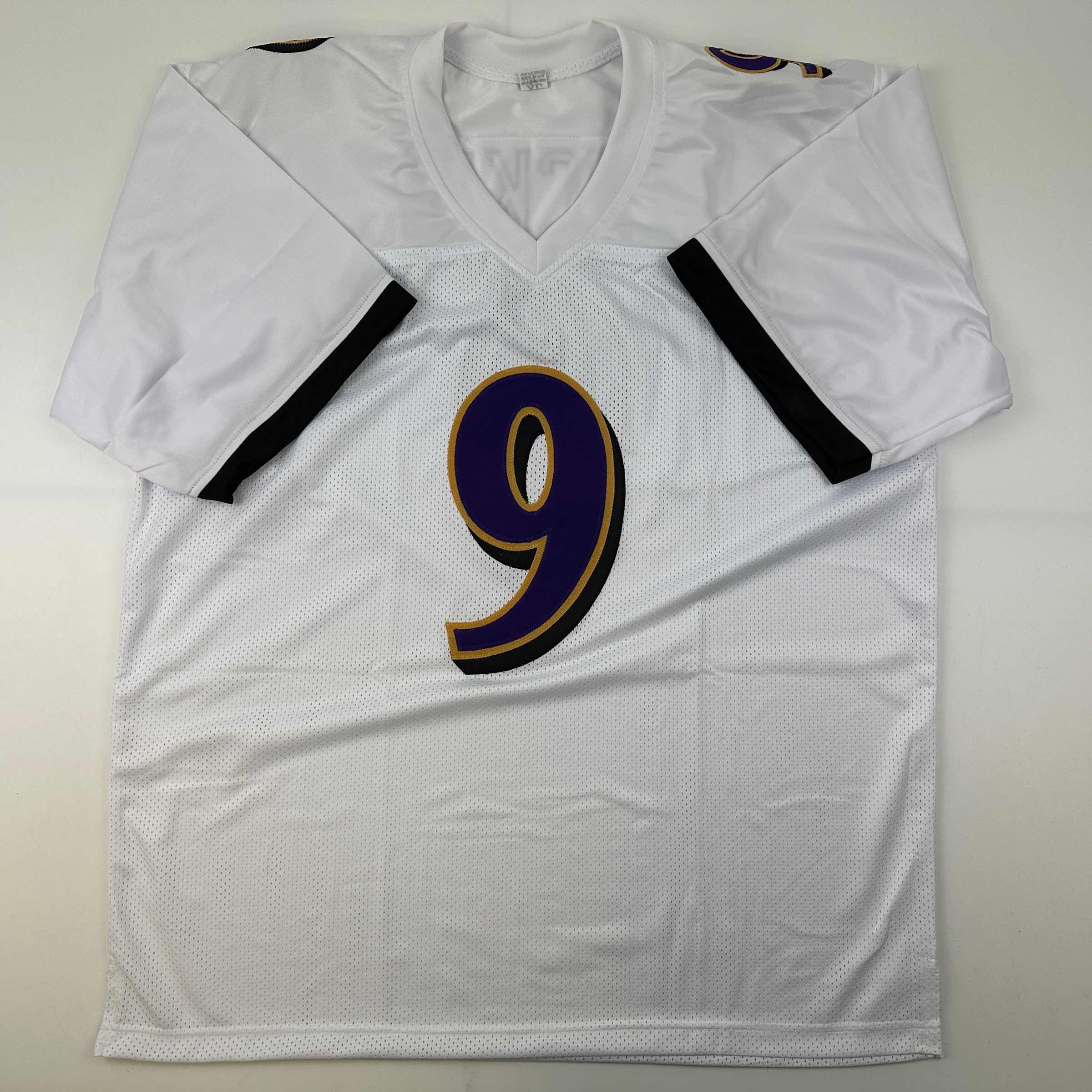 Autographed/Signed Justin Tucker Baltimore White Football Jersey JSA COA - Image 4
