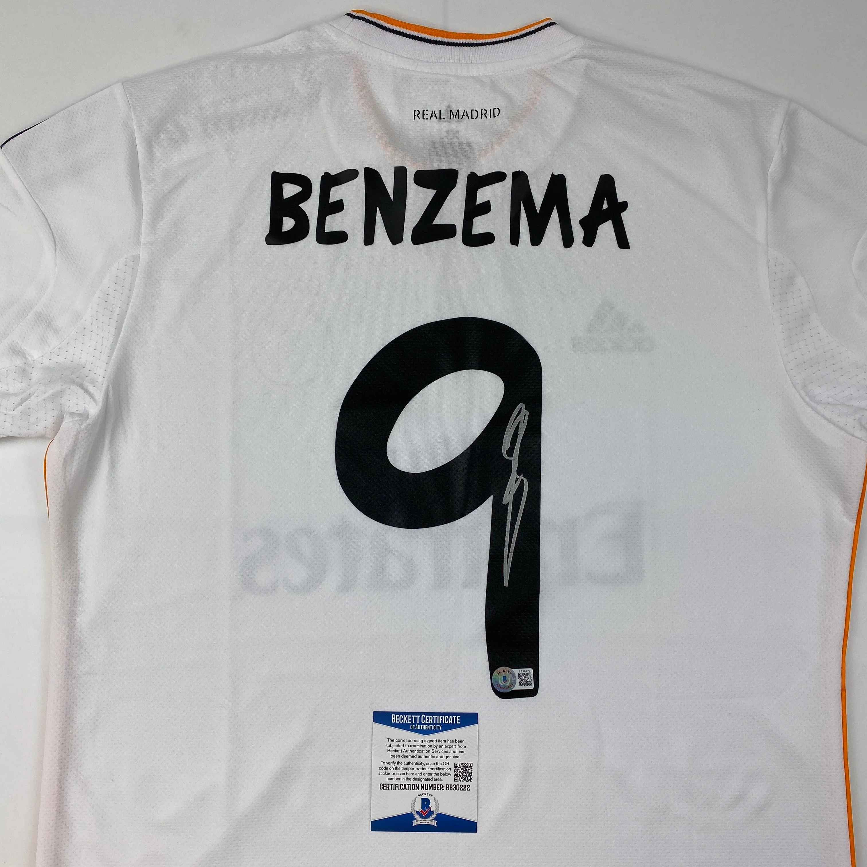 Autographed/Signed Karim Benzema Real Madrid White Soccer Jersey Beckett BAS COA - Image 2