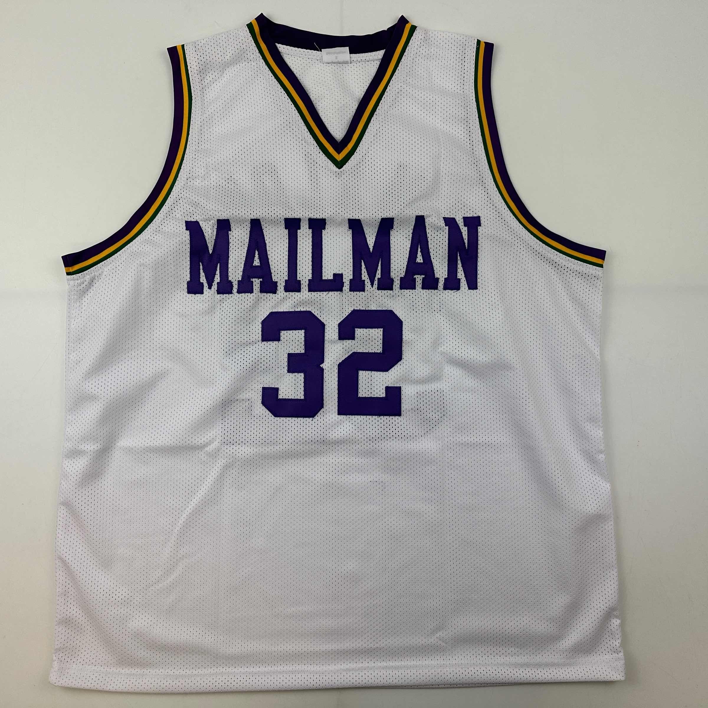 Autographed/Signed Karl Malone Utah White Retro Basketball Jersey JSA COA - Image 4