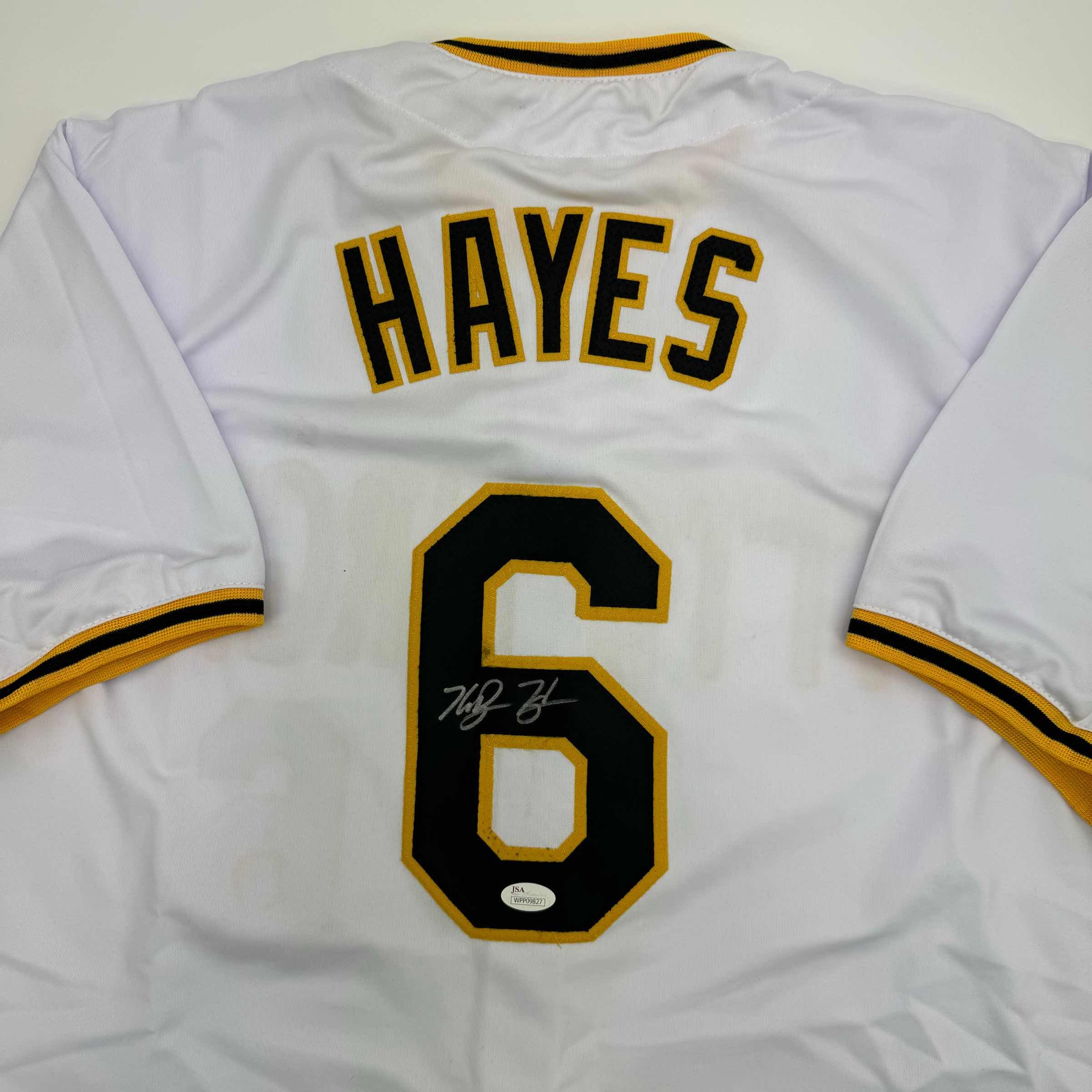 Autographed/Signed Ke'Bryan Hayes Pittsburgh White Baseball Jersey Beckett BAS COA #2 - Image 2