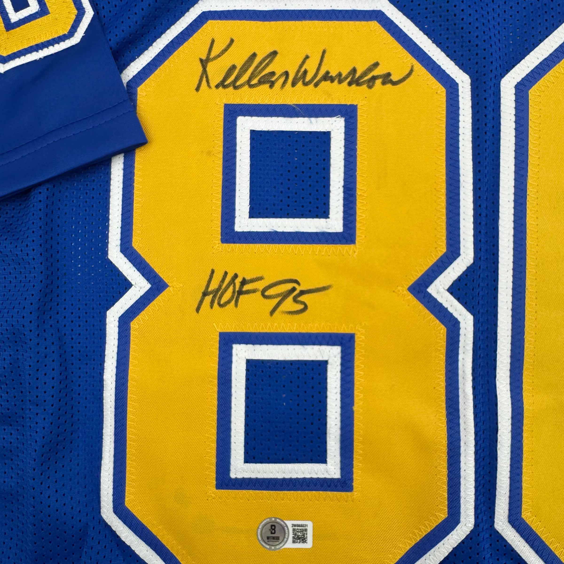 Autographed/Signed Kellen Winslow HOF 95 San Diego Chargers Blue/Yellow Football Jersey Beckett BAS COA - Image 3