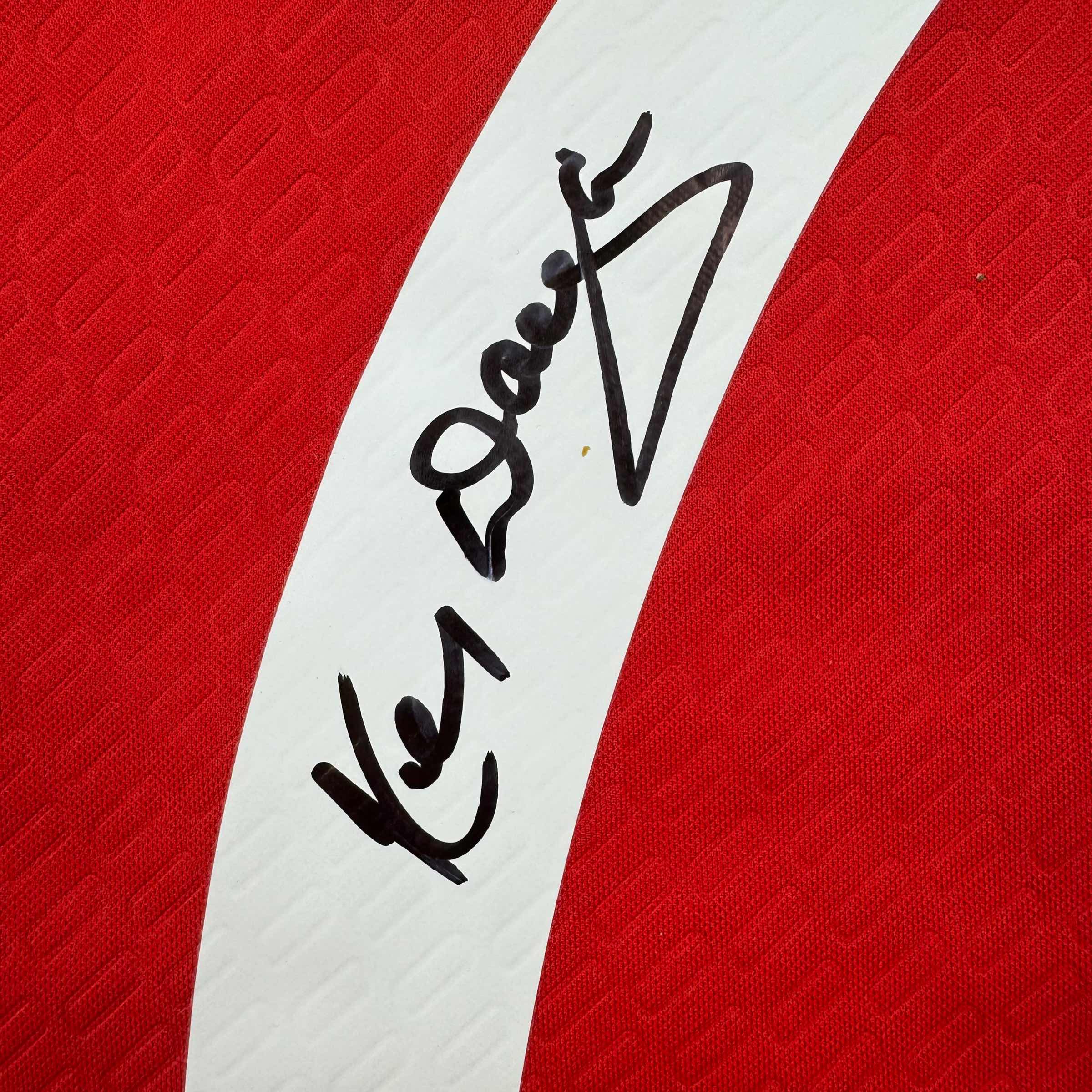 Autographed/Signed Kenny Dalglish Liverpool Red Carlsberg Soccer Jersey Beckett BAS COA - Image 3