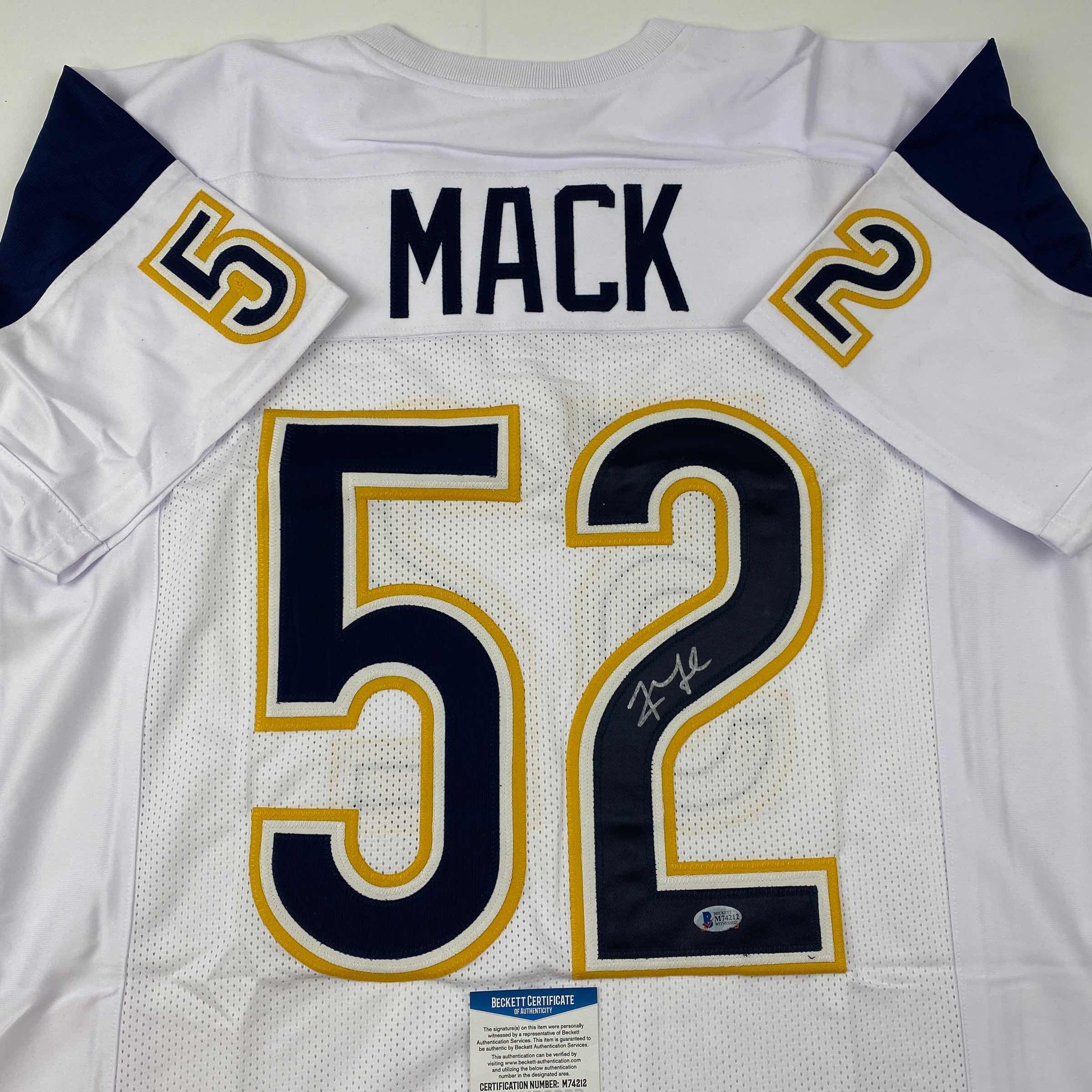Autographed/Signed Khalil Mack Los Angeles LA White Football Jersey Beckett BAS COA - Image 2
