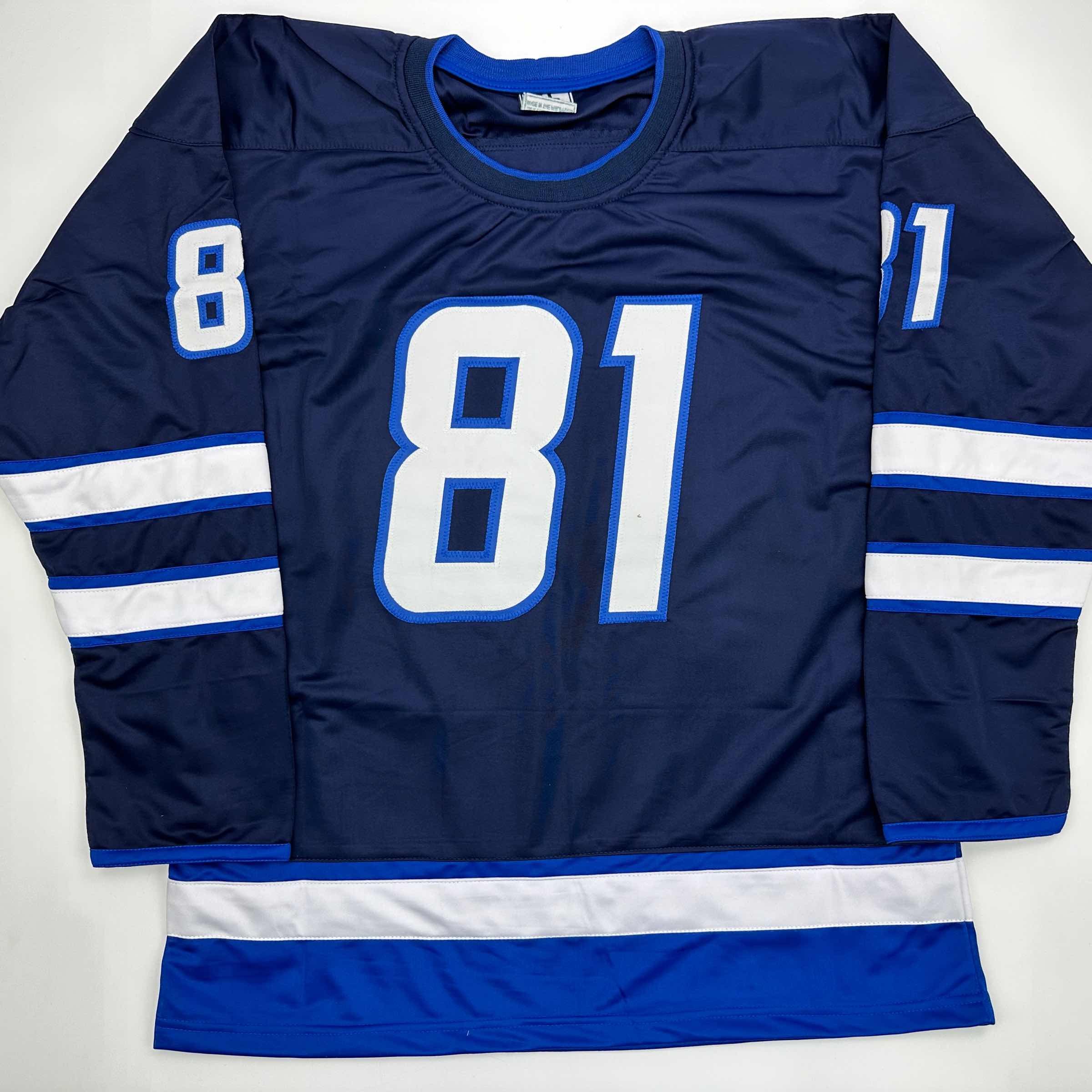 Autographed/Signed Kyle Connor Winnipeg Blue Hockey Jersey JSA COA - Image 4