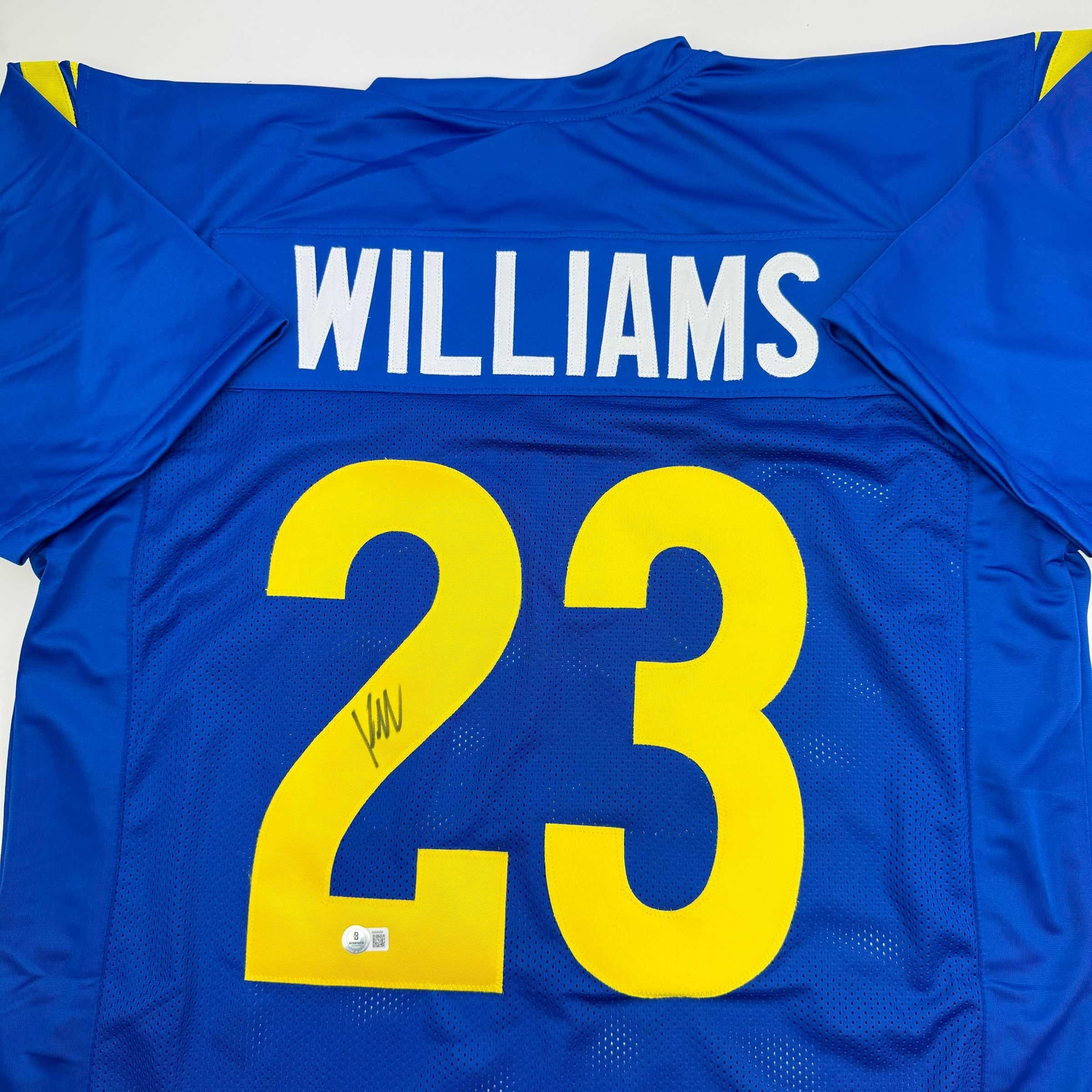 Autographed/Signed Kyren Williams Los Angeles LA Blue Football Jersey Beckett BAS COA #2 - Image 2