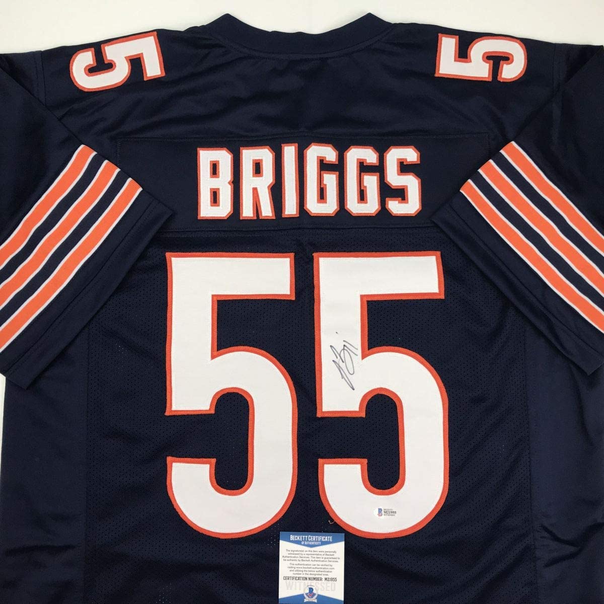 Autographed/Signed Lance Briggs Chicago Blue Football Jersey Beckett BAS COA - Image 2