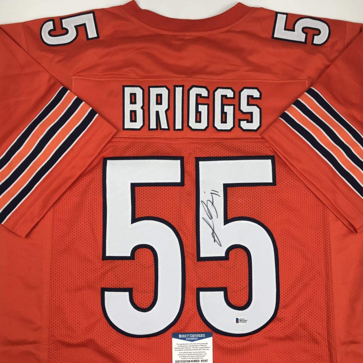 Autographed/Signed Lance Briggs Chicago Orange Football Jersey Beckett BAS COA - Image 2