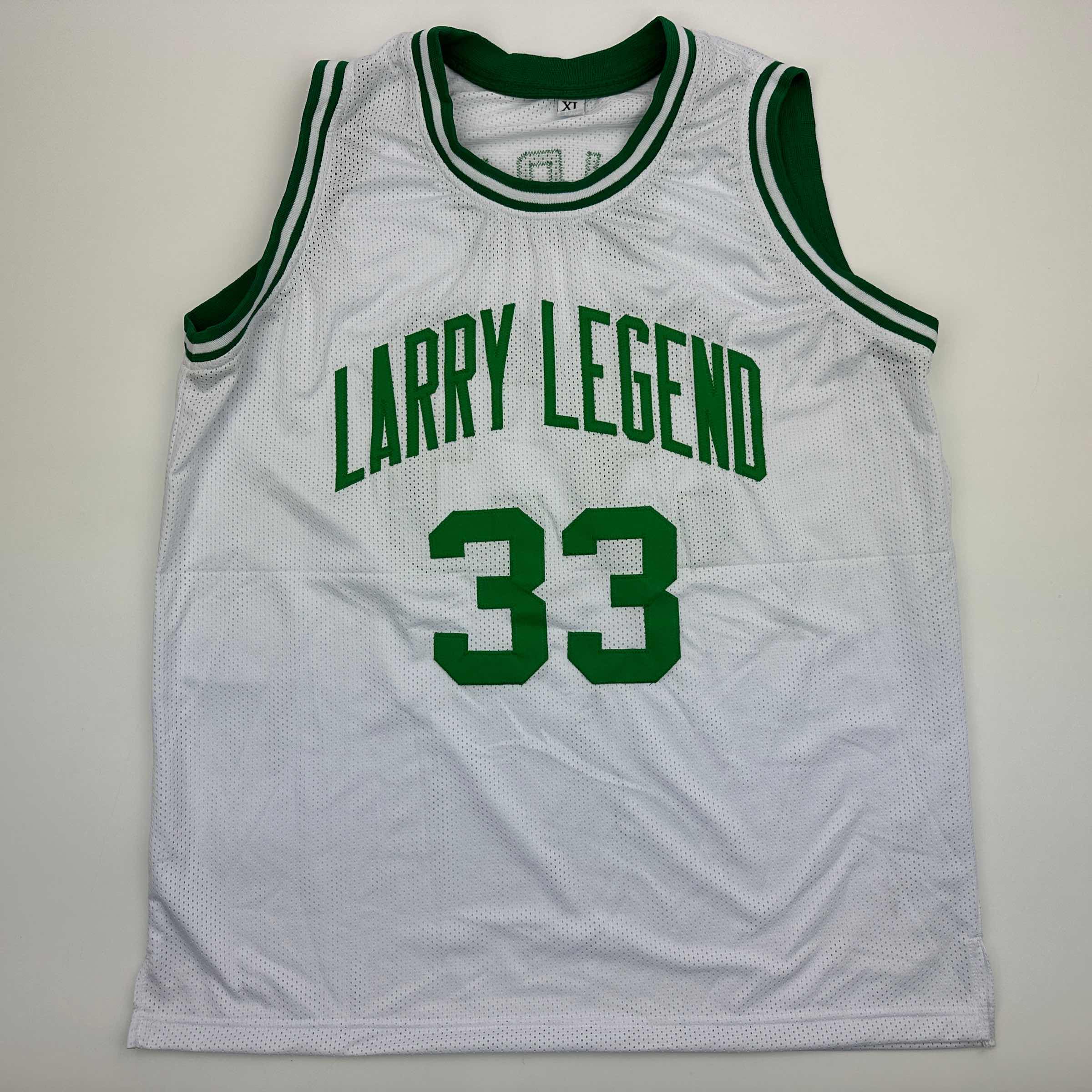 Autographed/Signed Larry Bird Boston White Basketball Jersey Beckett BAS COA - Image 4