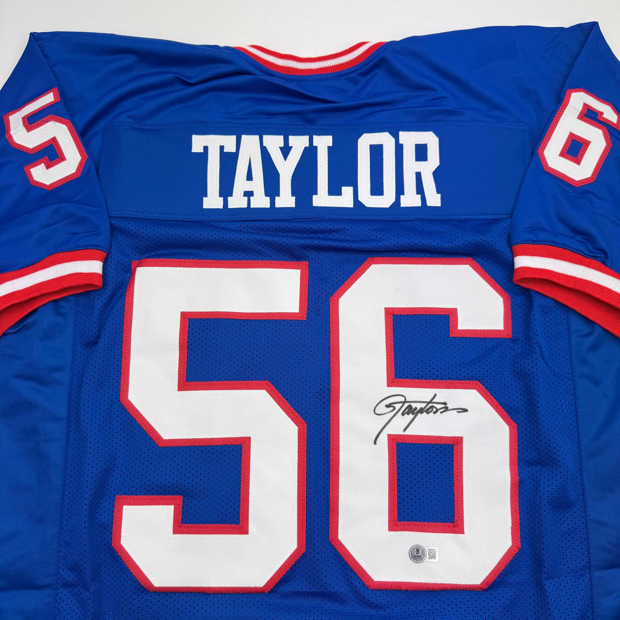 Autographed/Signed Lawrence Taylor New York Blue Football Jersey Beckett BAS COA - Image 2