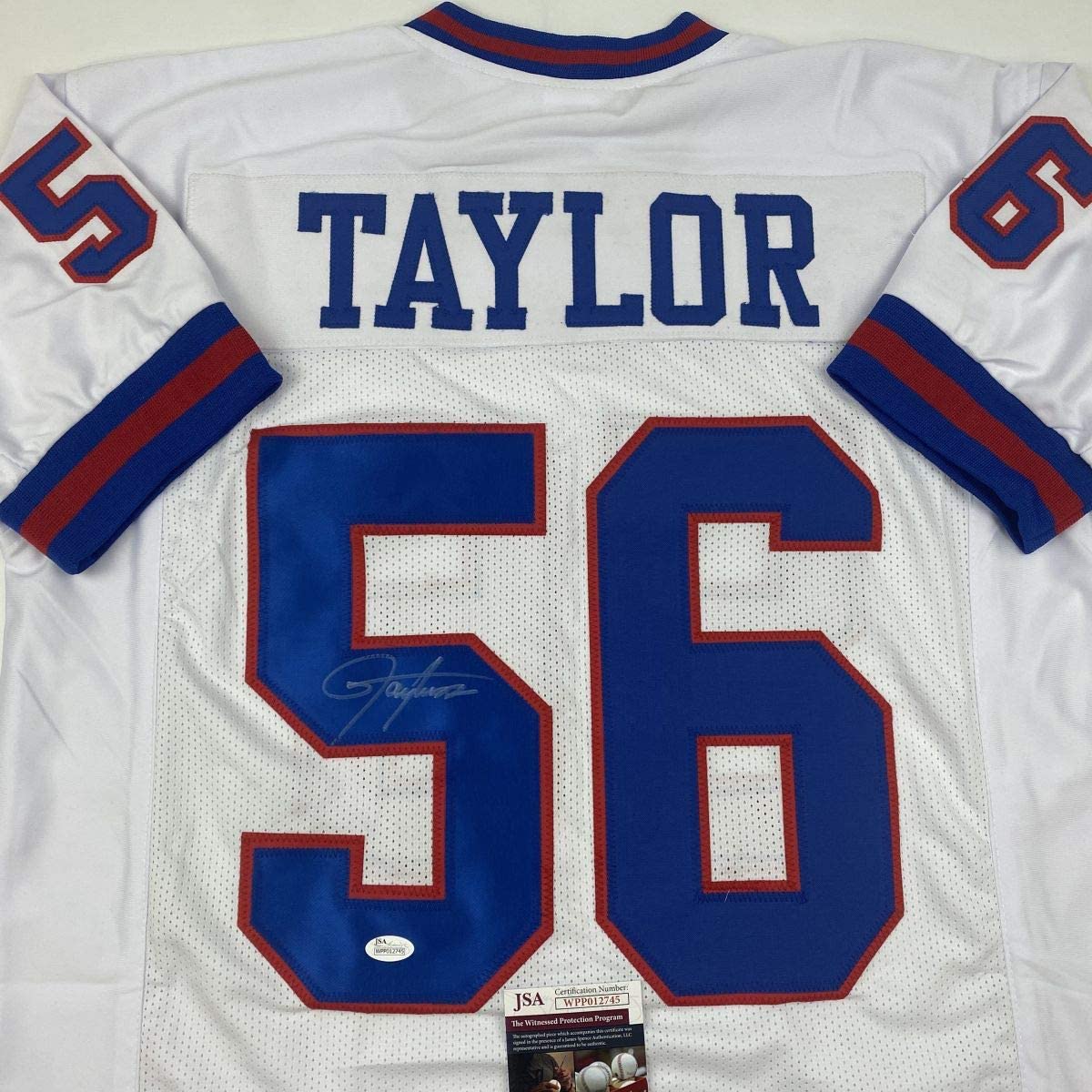 Autographed/Signed Lawrence Taylor New York White Football Jersey JSA COA - Image 2