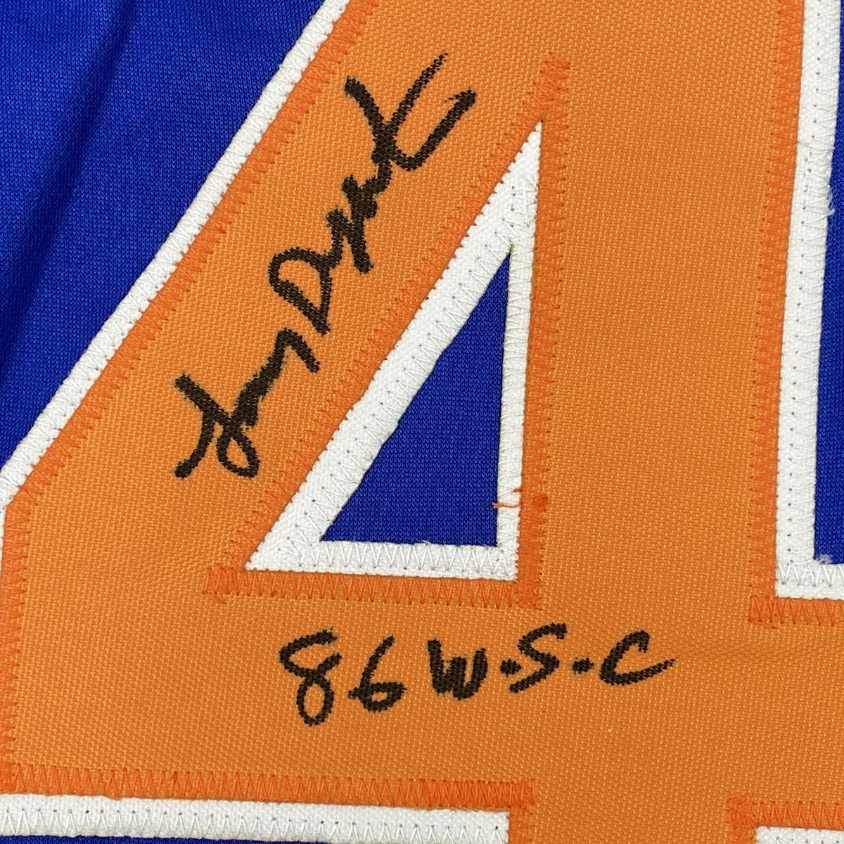 Autographed/Signed Lenny Dykstra 86 WS Champs New York Blue Baseball Jersey JSA COA - Image 3