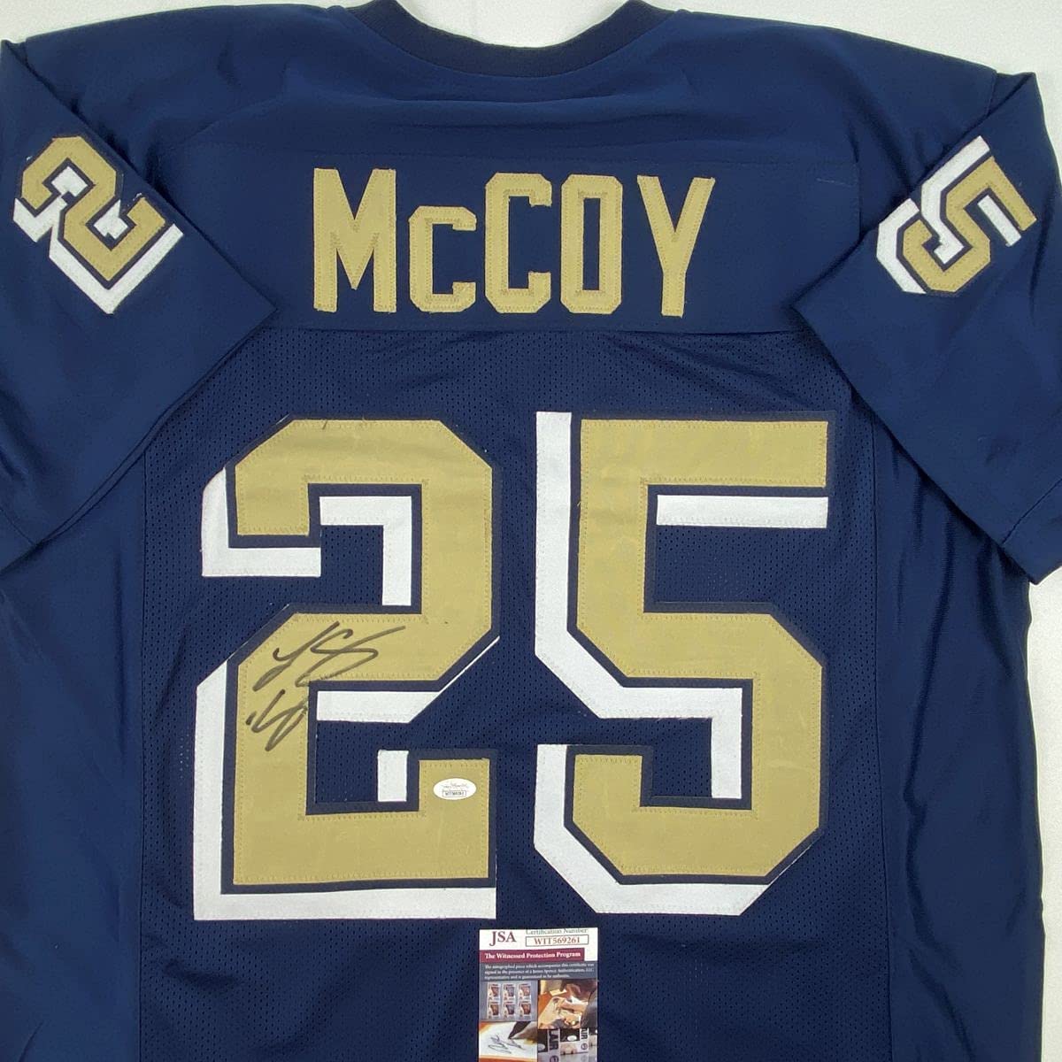 Autographed/Signed LeSean McCoy Pittsburgh Blue College Football Jersey JSA COA - Image 2