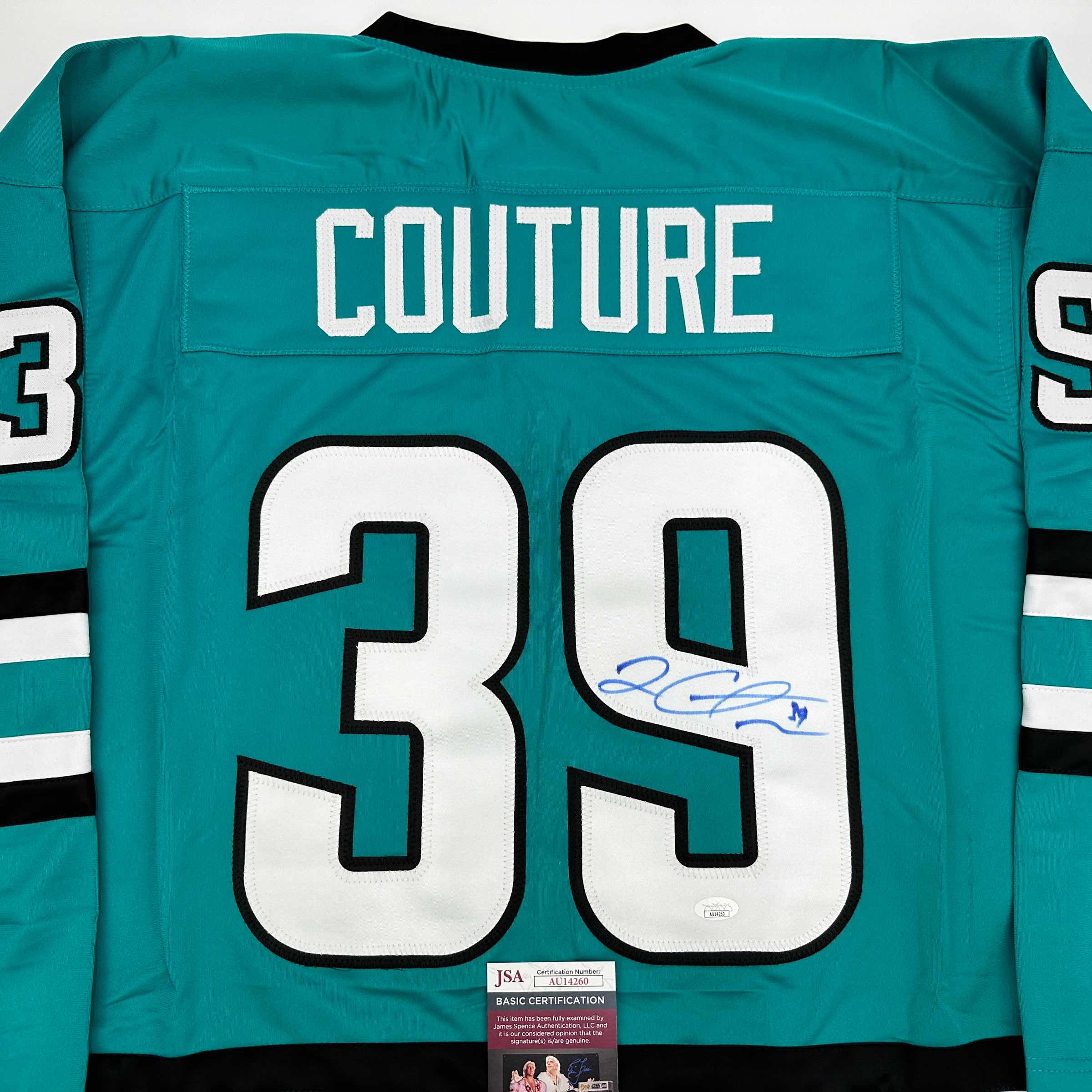 Autographed/Signed Logan Couture San Jose Teal Hockey Jersey JSA COA - Image 2