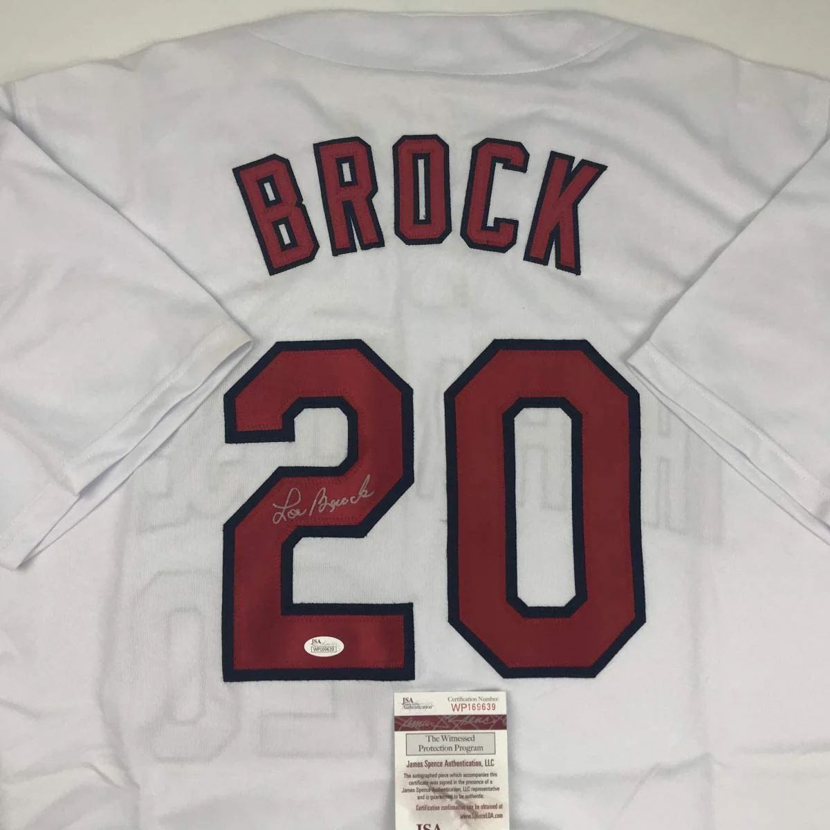 Autographed/Signed Lou Brock St. Louis White Baseball Jersey JSA COA - Image 2