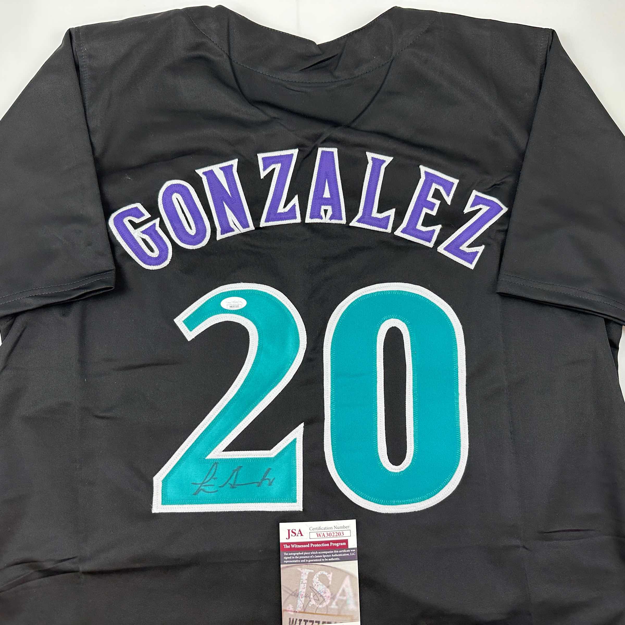Autographed/Signed Luis Gonzalez Arizona Black Baseball Jersey JSA COA - Image 2