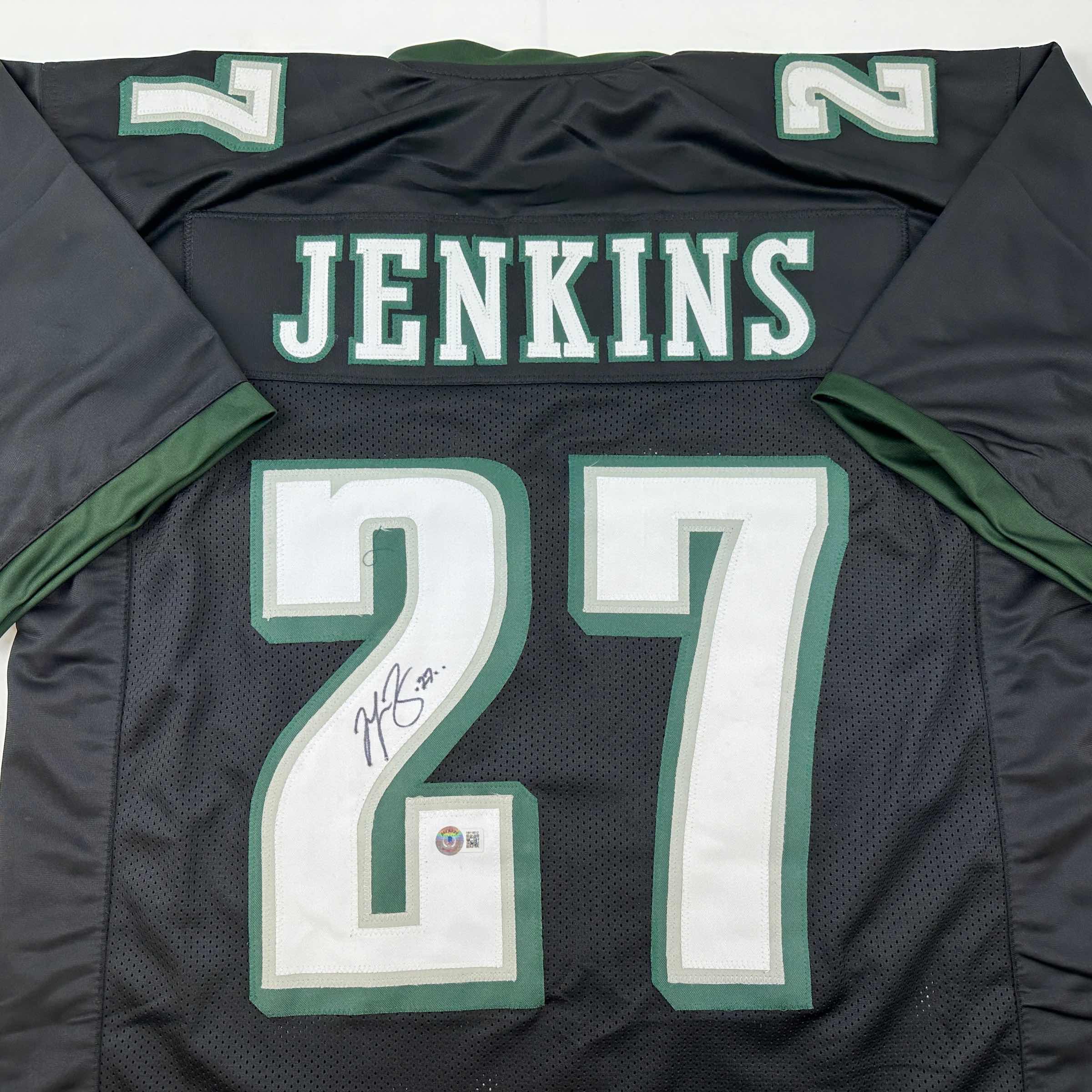 Autographed/Signed Malcolm Jenkins Philadelphia Black Football Jersey Beckett BAS COA - Image 2