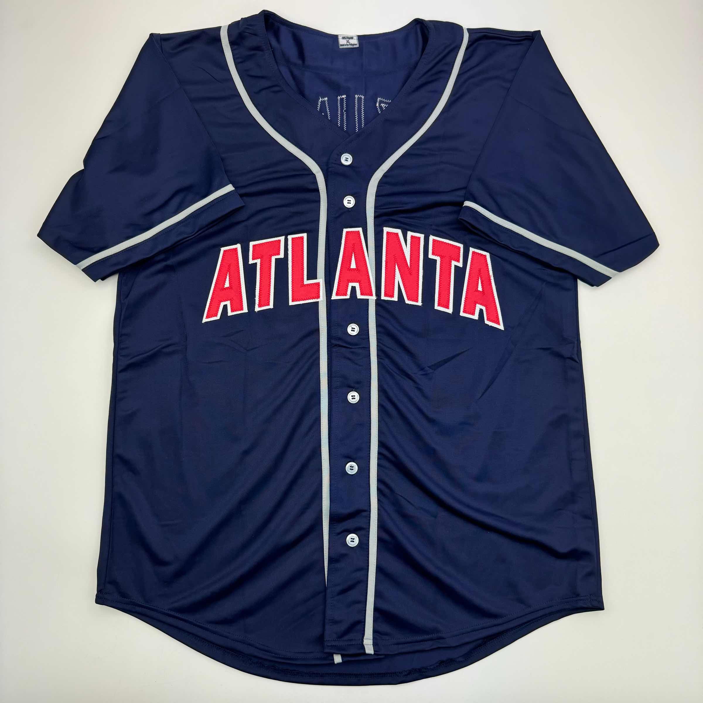 Autographed/Signed Marcell Ozuna Atlanta Blue Baseball Jersey Beckett BAS COA - Image 4