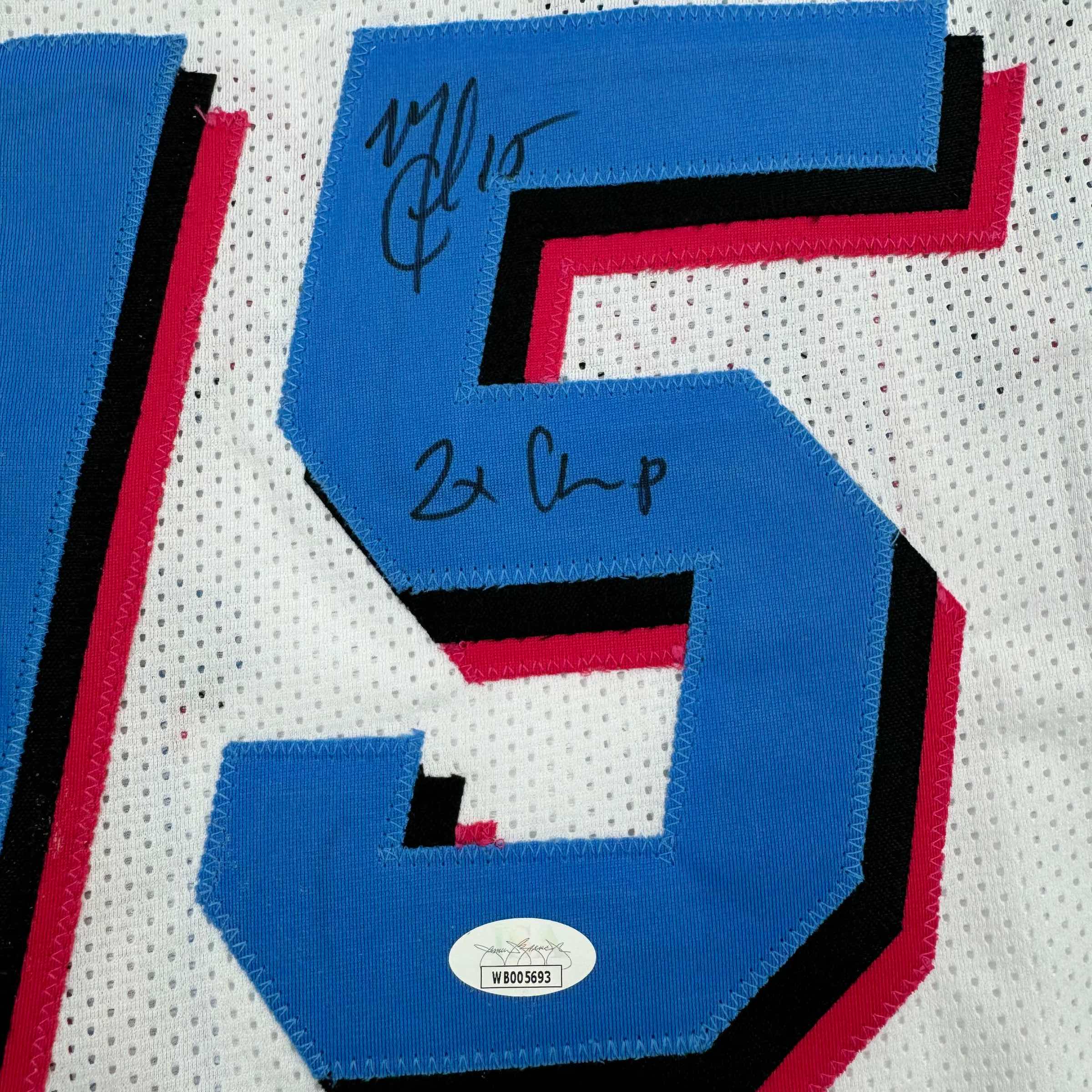 Autographed/Signed Mario Chalmers Miami Vice White Basketball Jersey JSA COA - Image 3