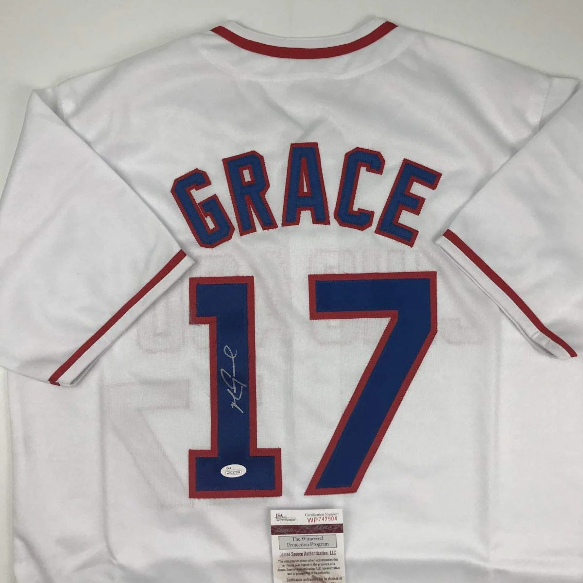 Autographed/Signed Mark Grace Chicago White Baseball Jersey JSA COA - Image 2