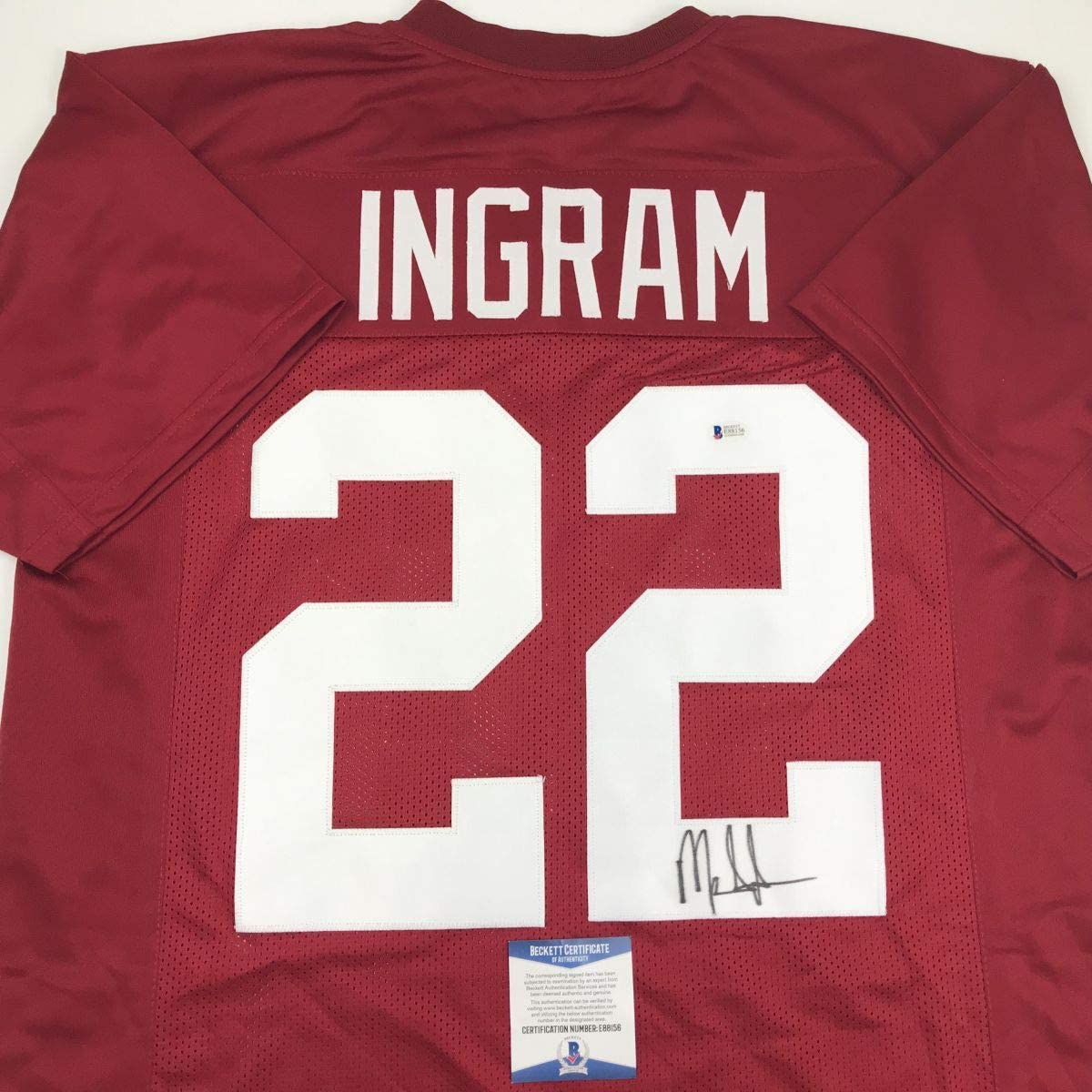 Autographed/Signed Mark Ingram Alabama Red College Football Jersey Beckett BAS COA - Image 2