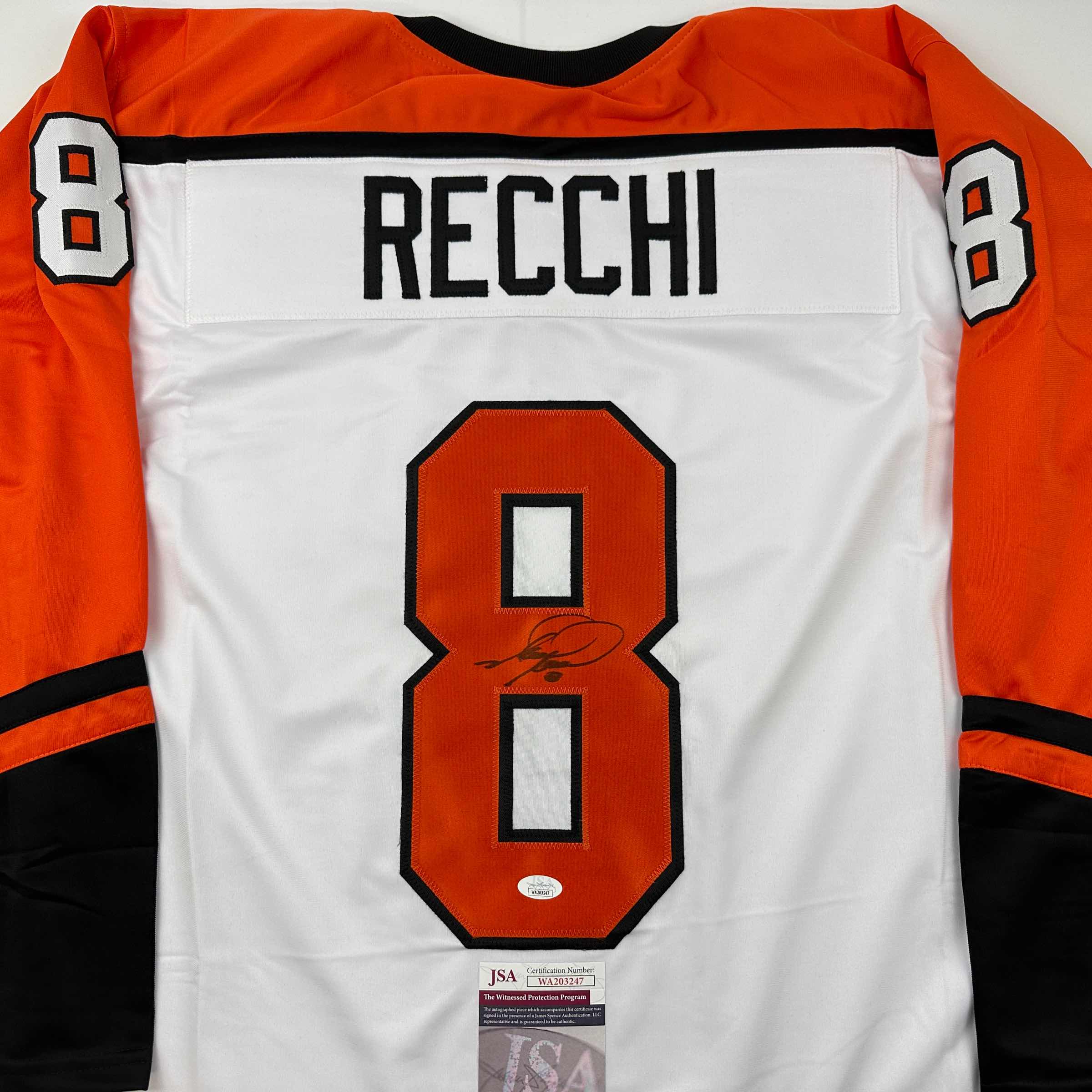 Autographed/Signed Mark Recchi Philadelphia White Hockey Jersey JSA COA - Image 2