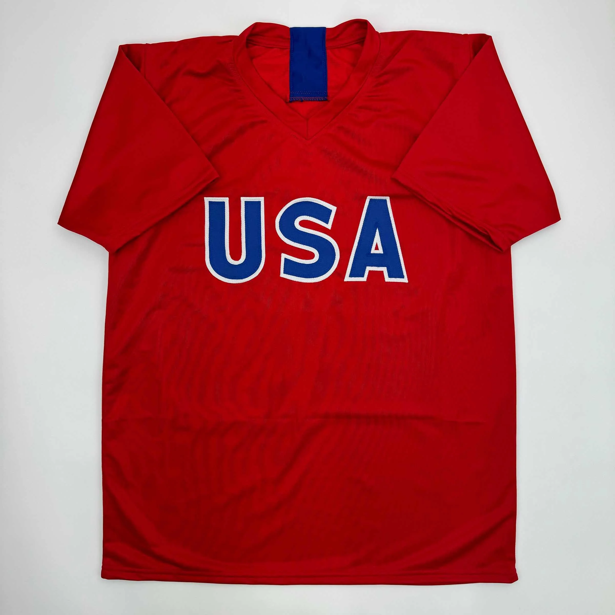 Autographed/Signed Mia Hamm Red Soccer Team USA United States World Cup Jersey Beckett BAS COA - Image 4