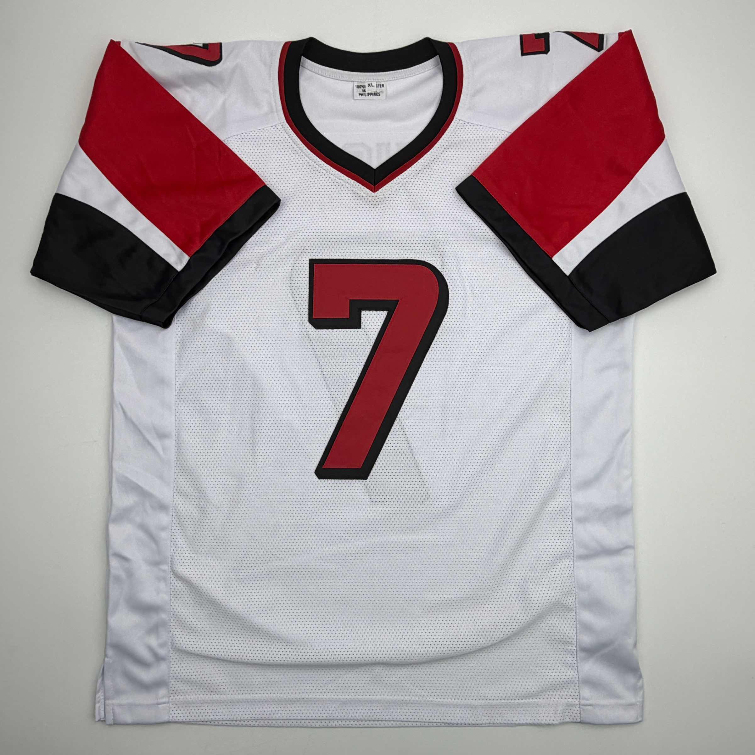 Autographed/Signed Michael Mike Vick Atlanta White Football Jersey Beckett BAS COA - Image 4