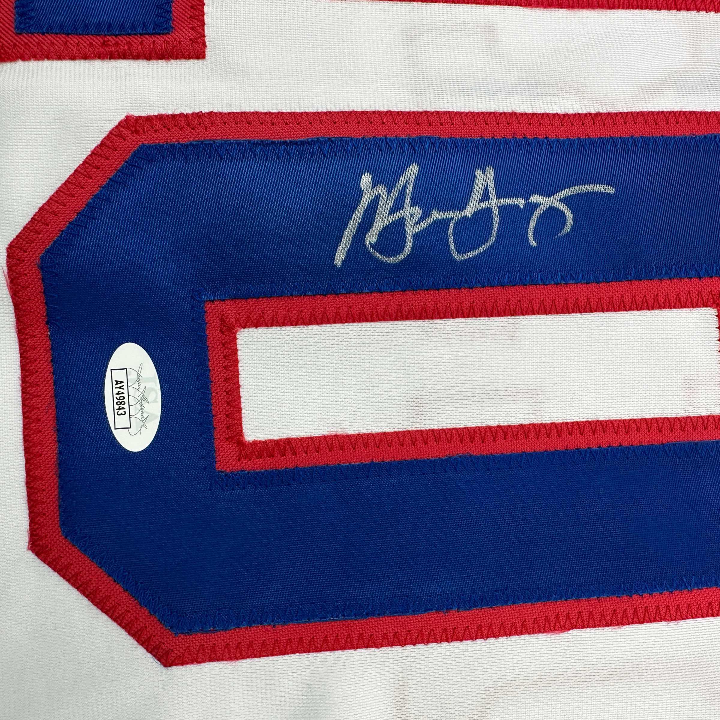 Autographed/Signed Michael Young Texas White Baseball Jersey JSA COA - Image 3