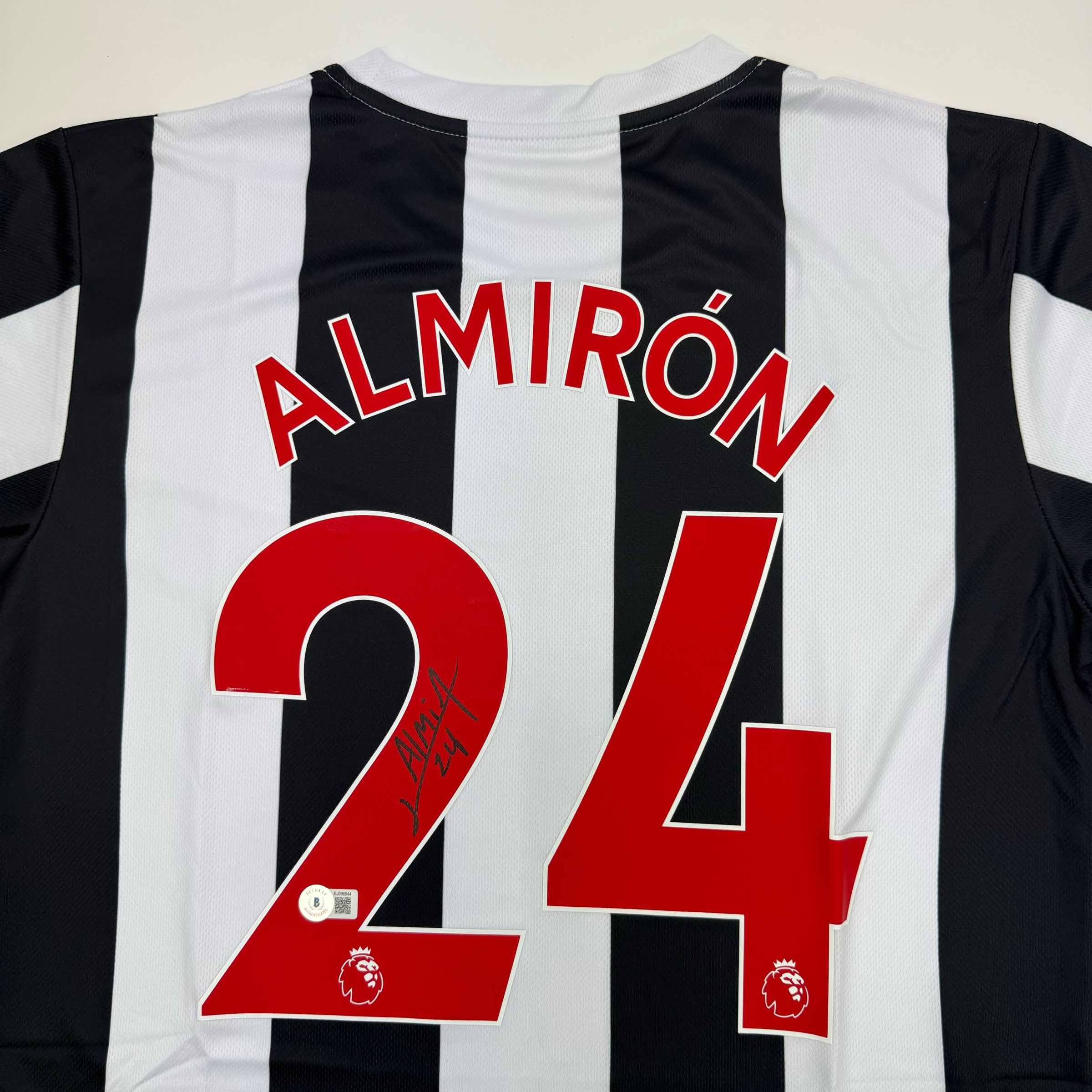 Autographed/Signed Miguel Almiron Newcastle United White/Black Soccer Jersey Beckett BAS COA - Image 2