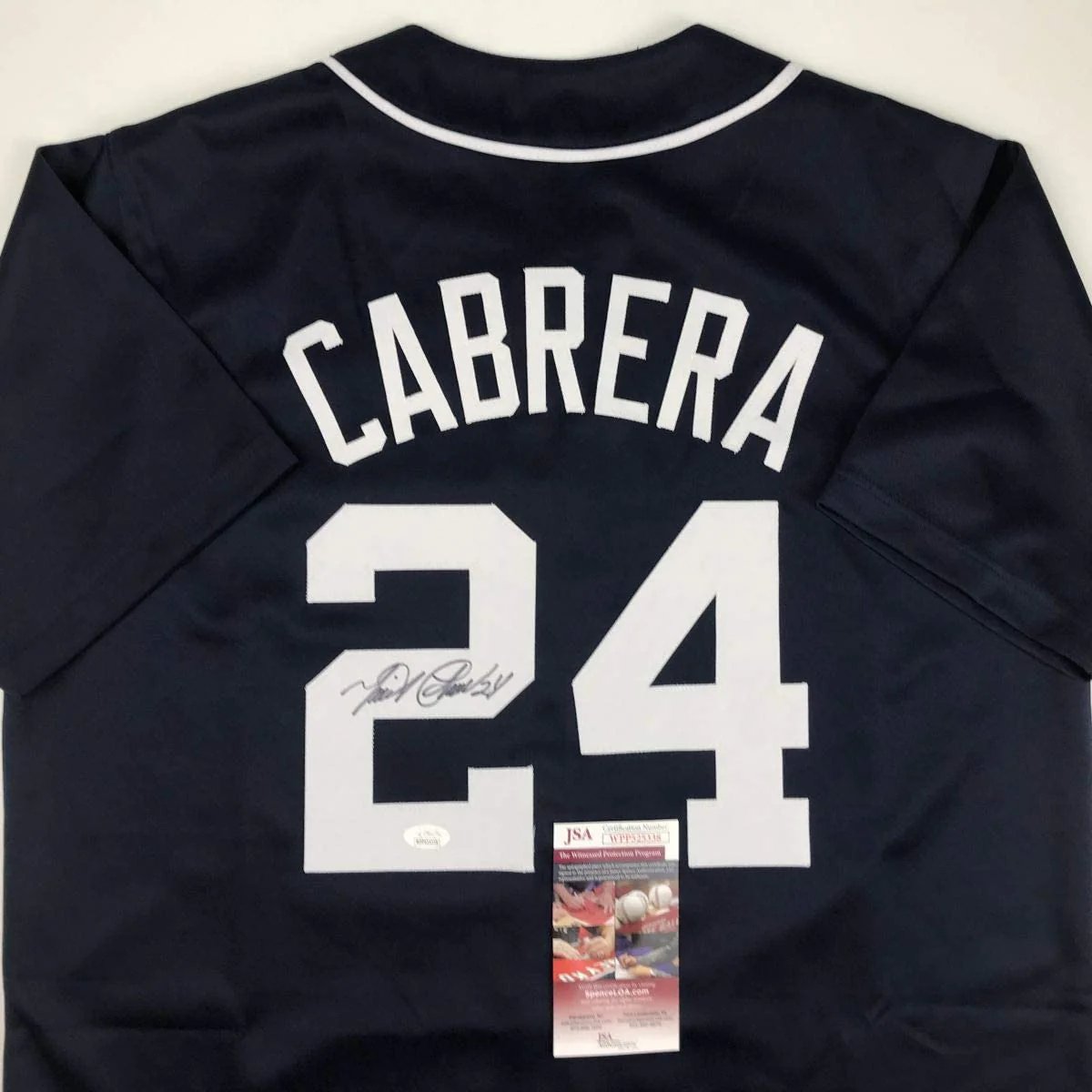 Autographed/Signed Miguel Cabrera Detroit Blue Baseball Jersey JSA COA - Image 2