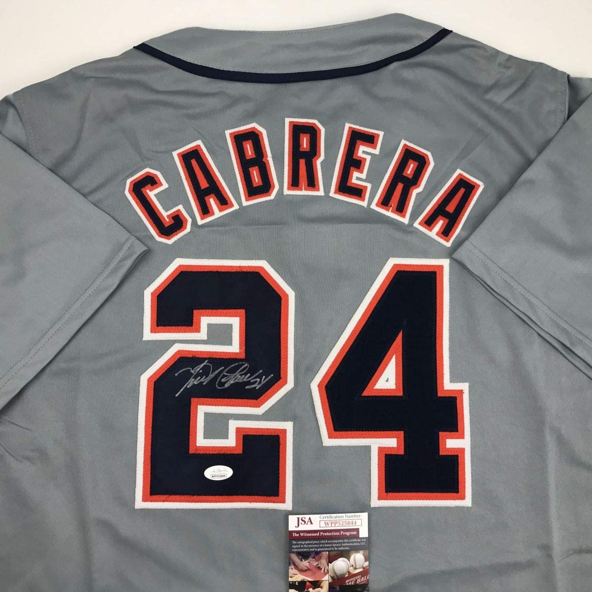 Autographed/Signed Miguel Cabrera Detroit Grey Baseball Jersey JSA COA - Image 2