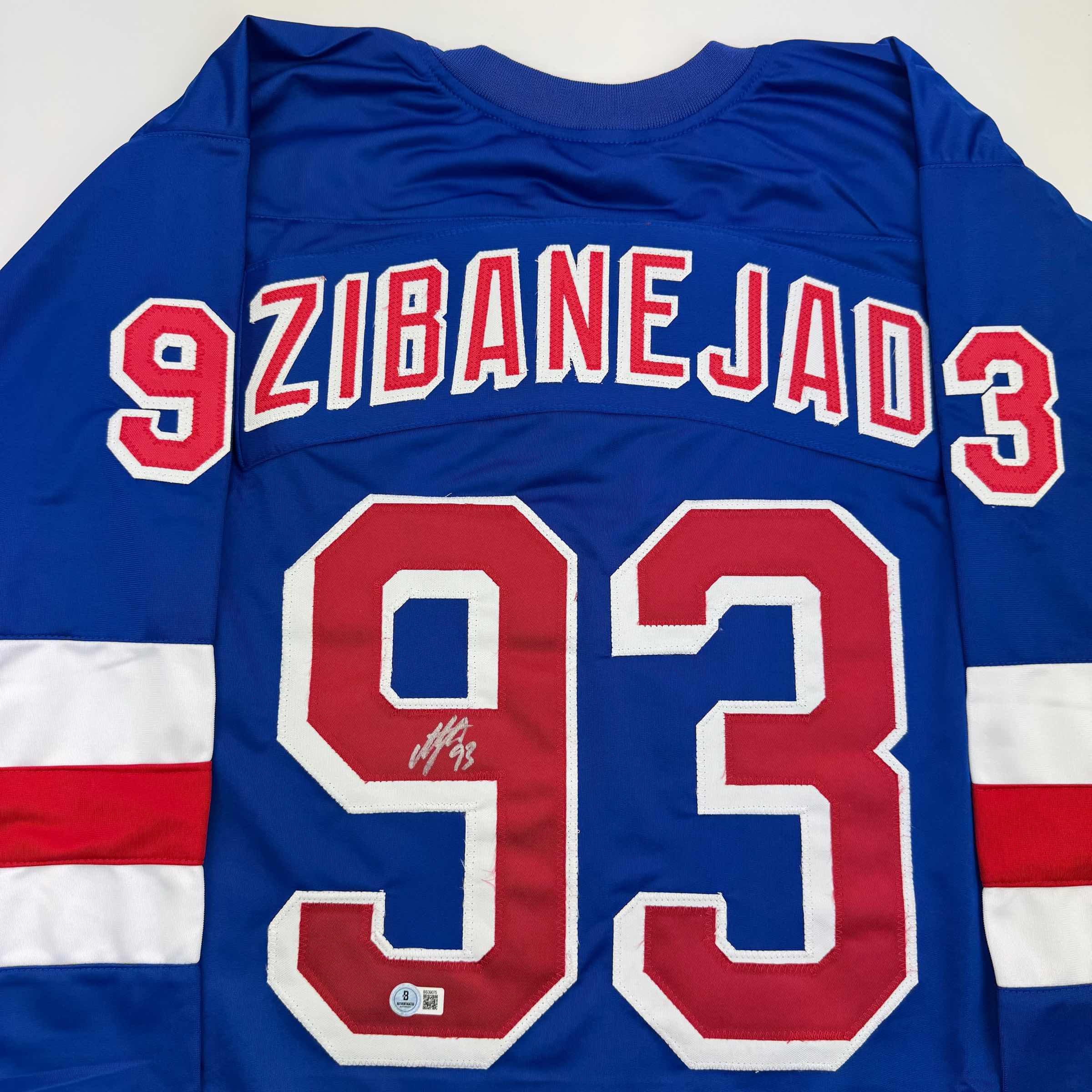 Autographed/Signed Mika Zibanejad New York Blue Hockey Jersey Beckett BAS COA - Image 2