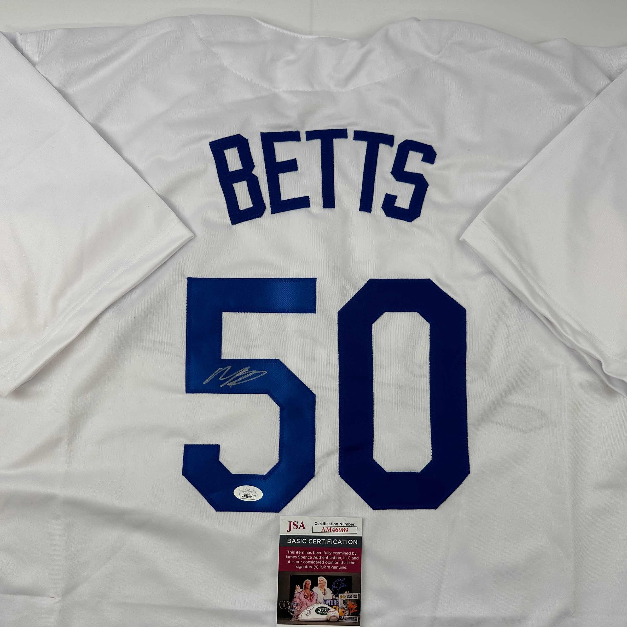 Autographed/Signed Mookie Betts Los Angeles LA White Baseball Jersey JSA COA - Image 2
