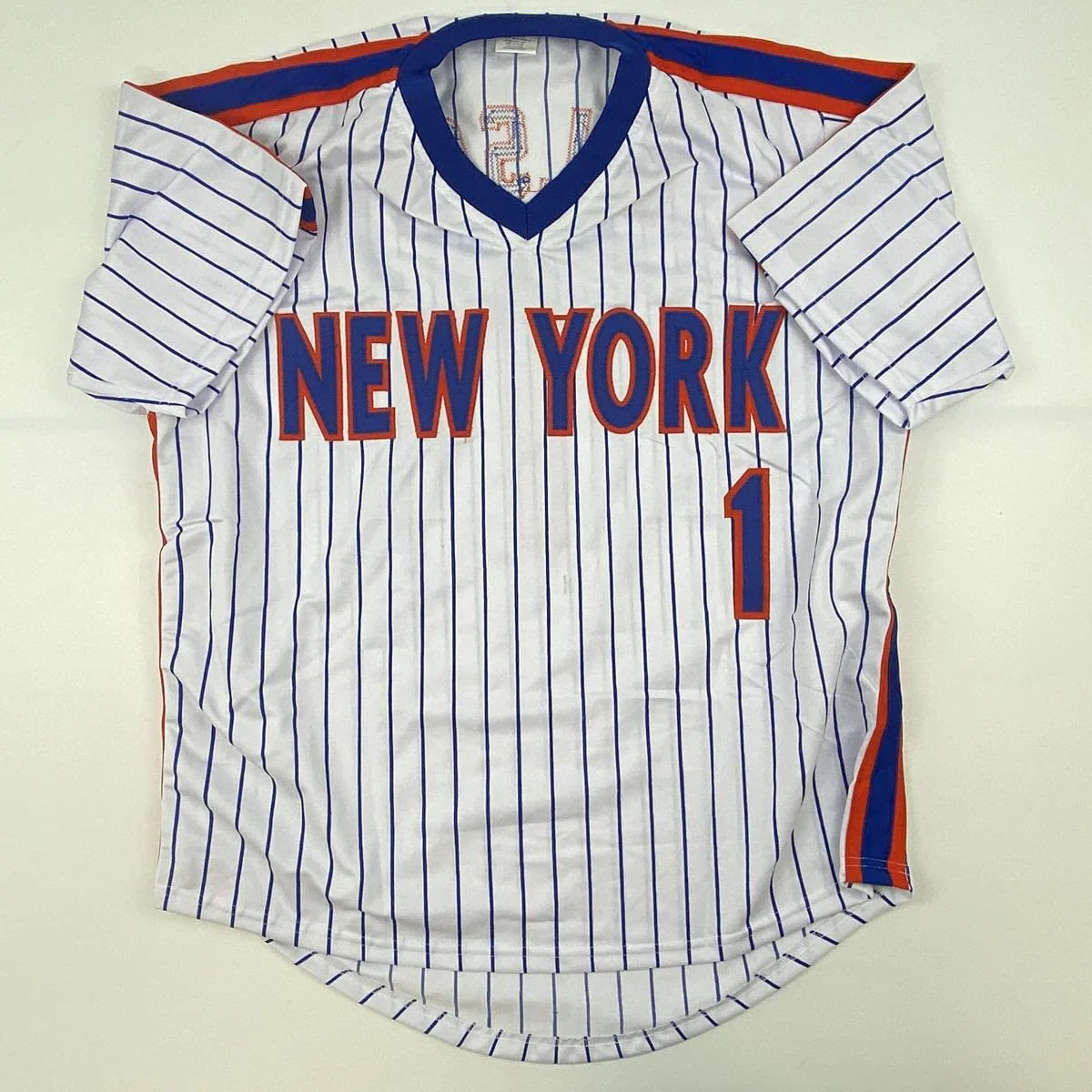 Autographed/Signed Mookie Wilson New York Pinstripe Baseball Jersey JSA COA - Image 4